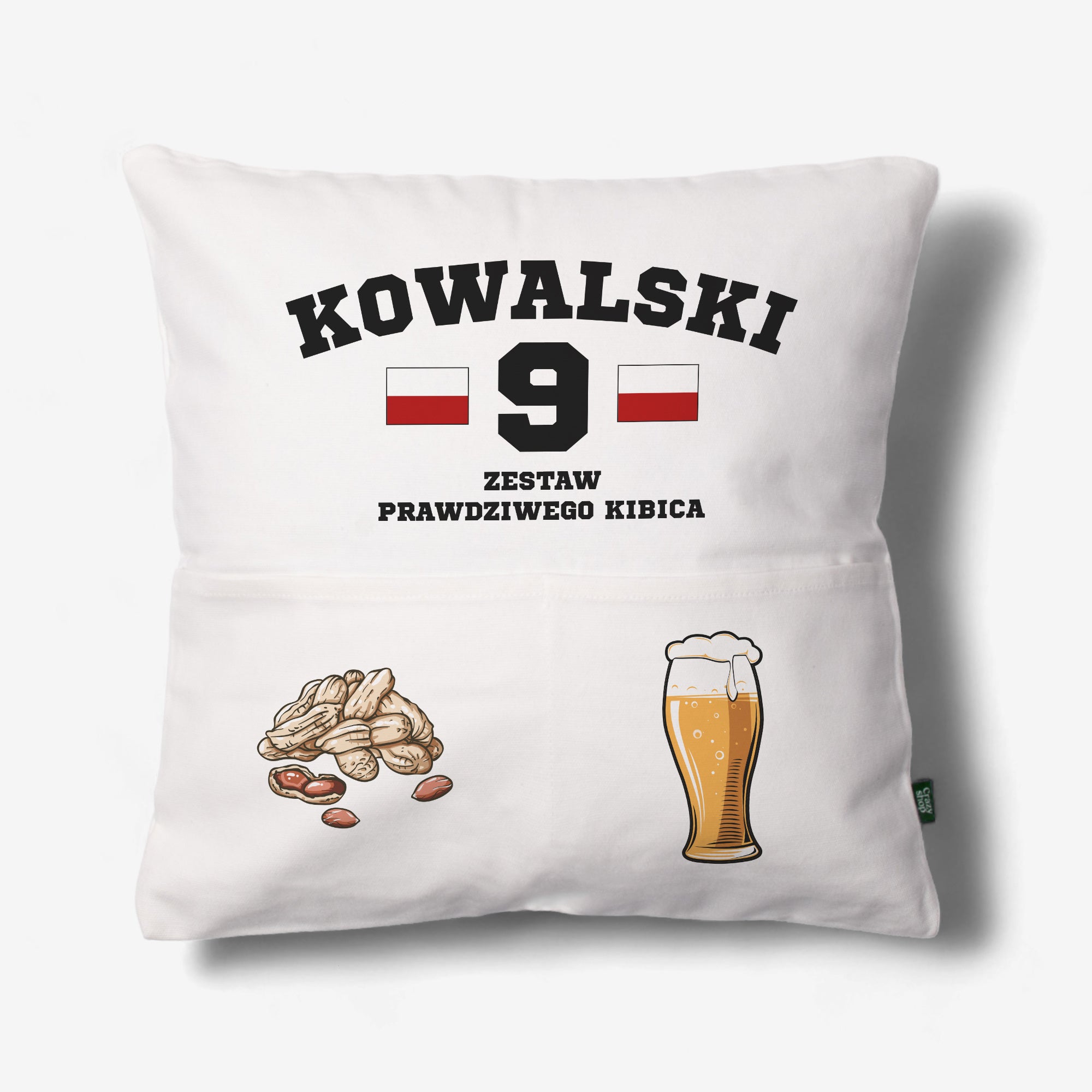 Personalizowana poduszka z kieszeniami - prezent dla kibica poduszka z nadrukiem prezent dla fana piłki nożnej