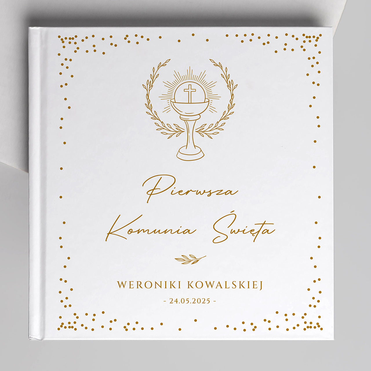 Księga gości na Komunię z personalizacją  personalizowana księga gości księga gości na Komunię