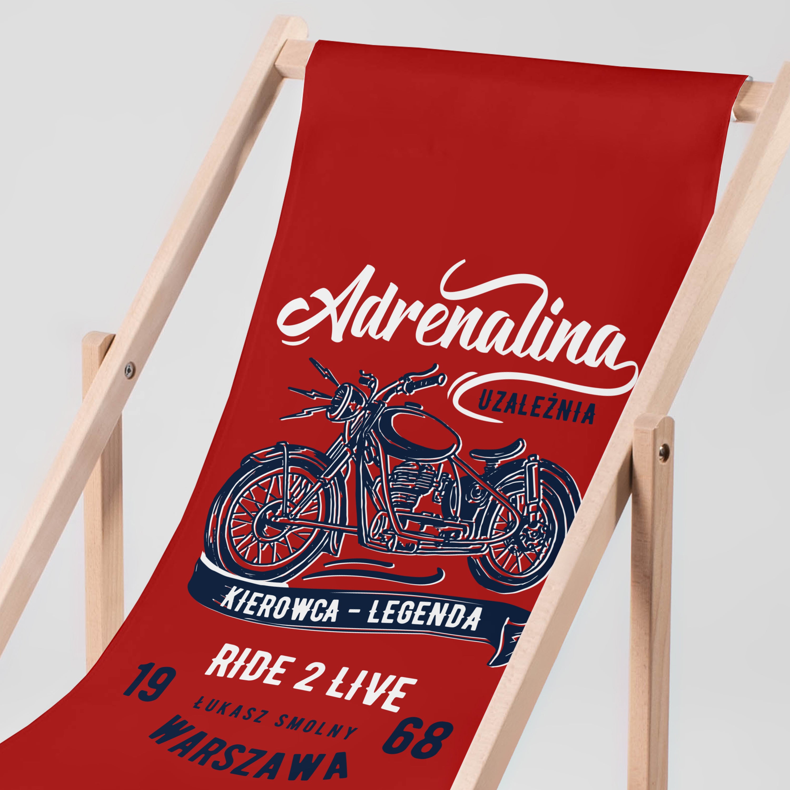 Leżak z nadrukiem dla motocyklisty prezent dla motocyklisty personalizowany leżak leżak na prezent