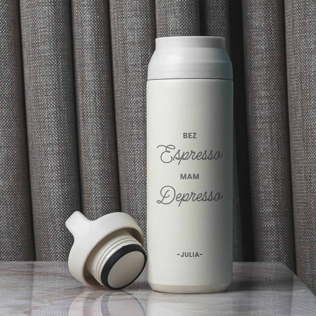 Personalizowany termos z uchwytem - prezent dla kawosza termos na kawę  personalizowany termos