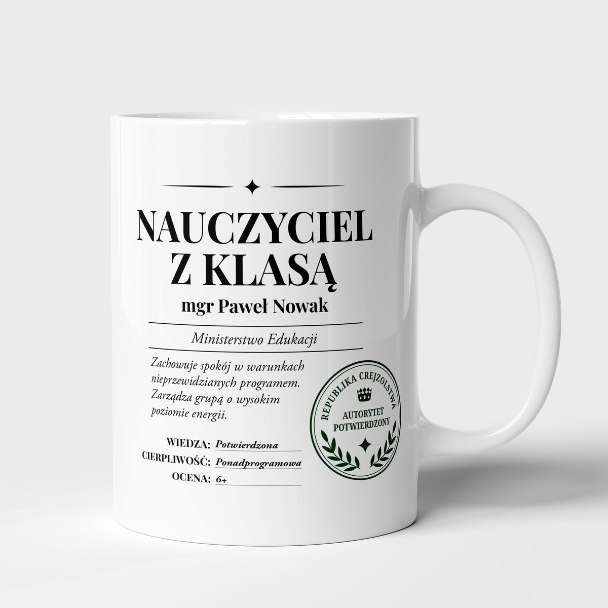 Personalizowany kubek dla wychowawcy - nauczyciel z klasą