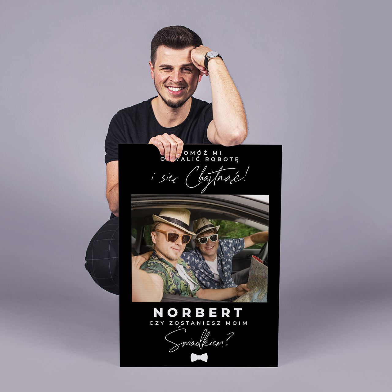 Kartka z prośbą o świadkowanie - ze zdjęciem A4 personalizowana kartka dla świadka ze zdjęciem