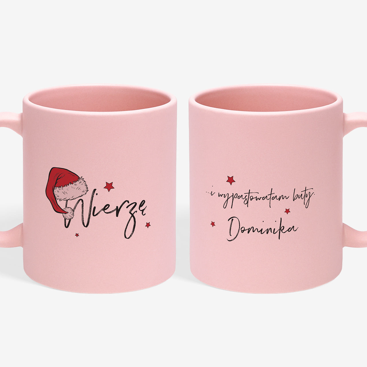 Personalizowany kubek mikołajkowy - Wierzę - prezent świąteczny dla dziewczyny