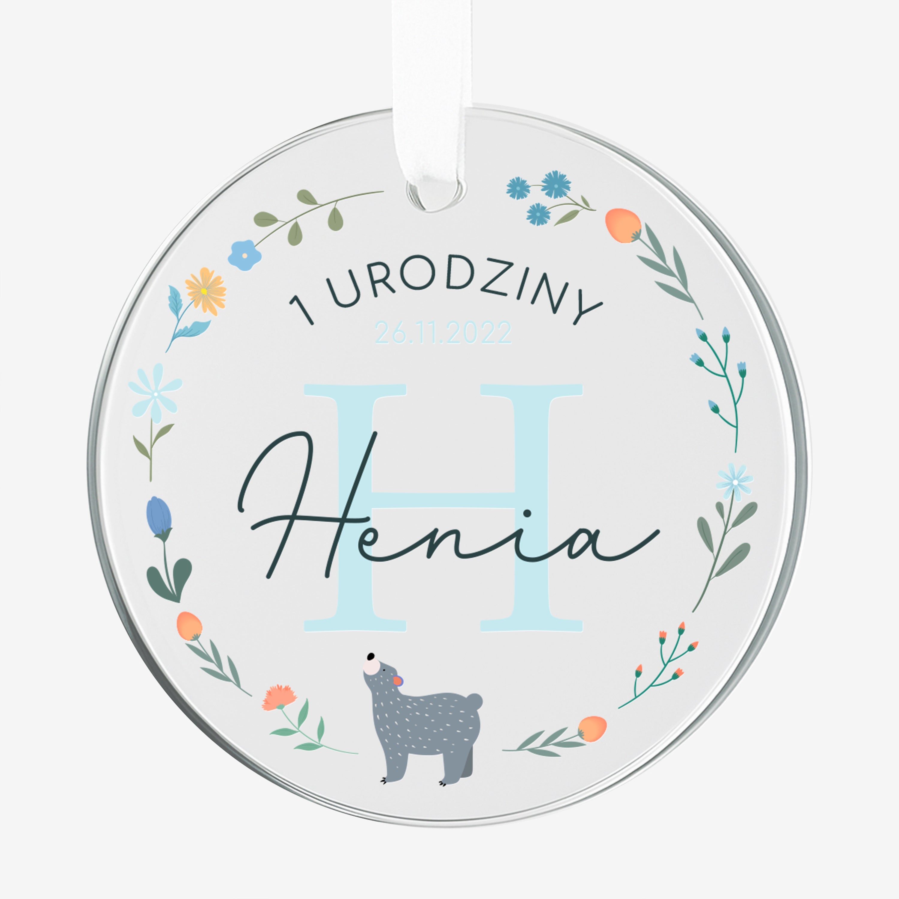 Zawieszka personalizowana - pamiątka na roczek dla chłopca