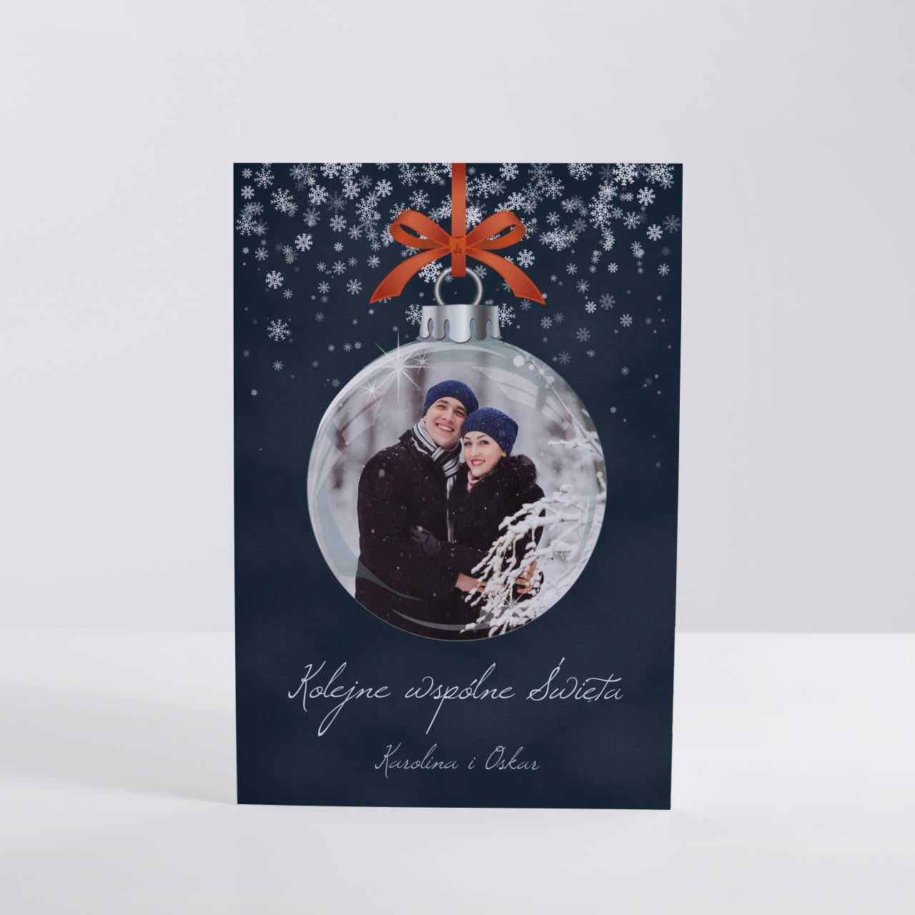 Personalizowana kartka świąteczna - Bombka ze zdjęciem upominek świąteczny kartka na święta kartka personalizowana