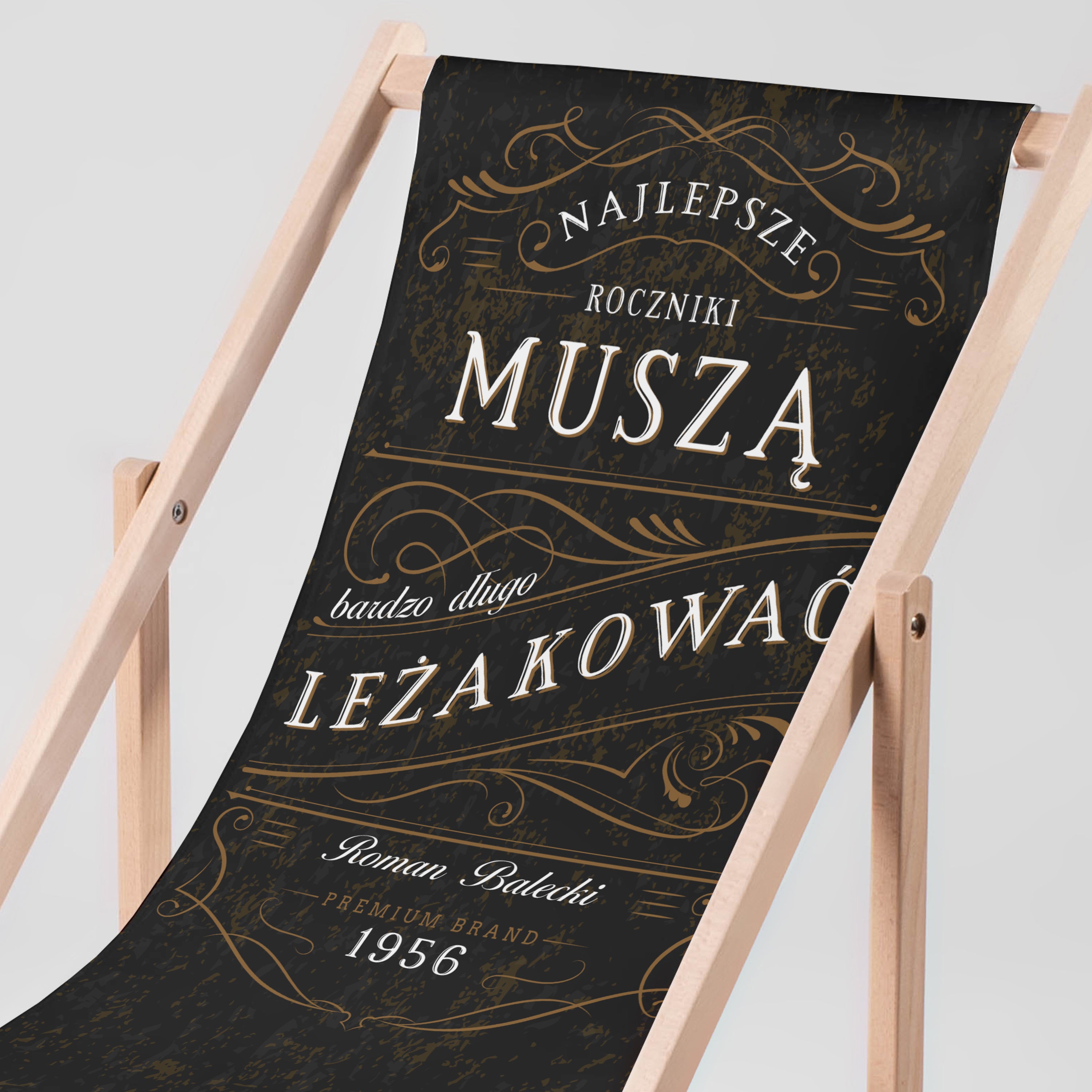 Leżak personalizowany - prezent dla mężczyzny leżak ogrodowy prezent dla męża na urodziny
