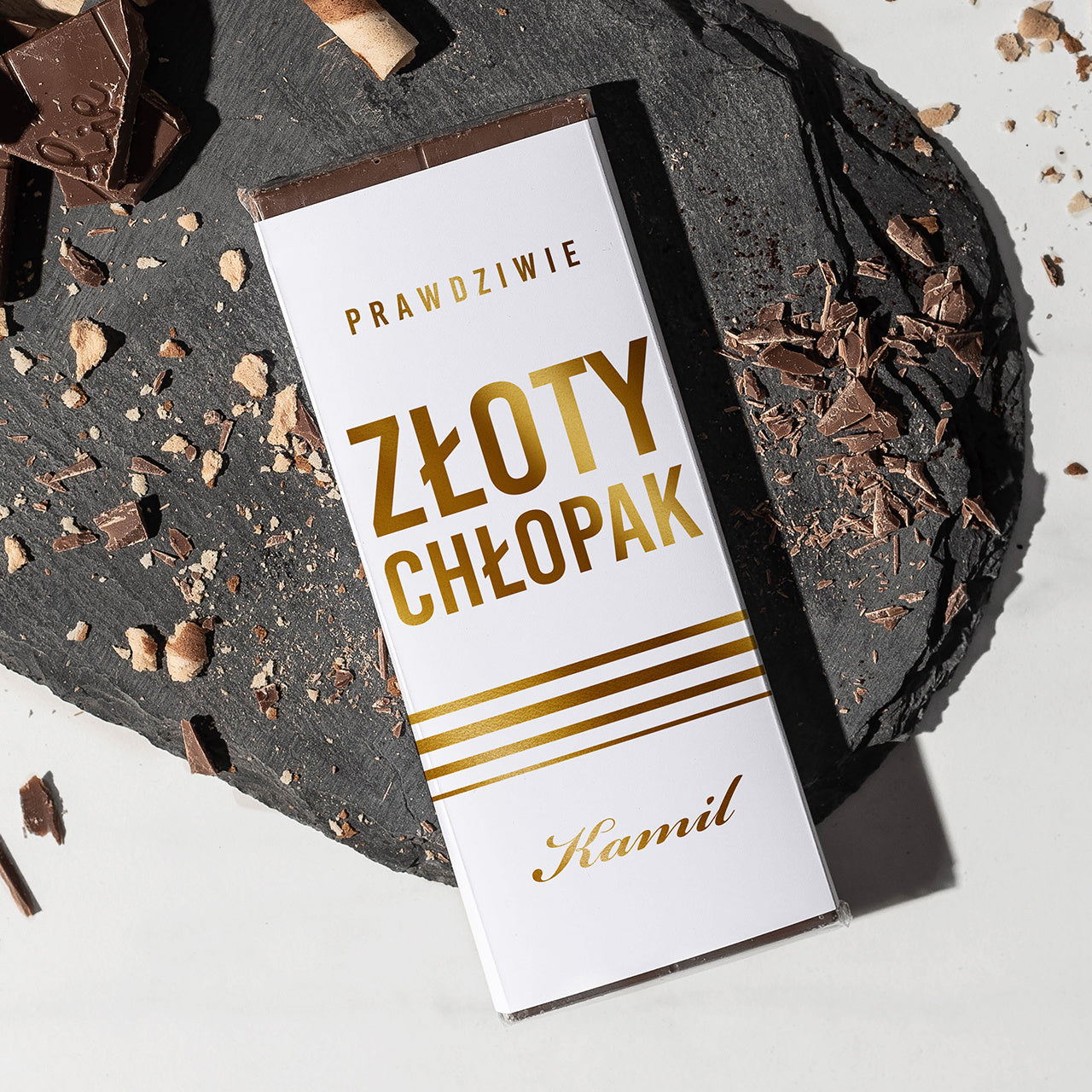 Personalizowana czekolada ze złoceniem - prezent na Dzień Chłopaka