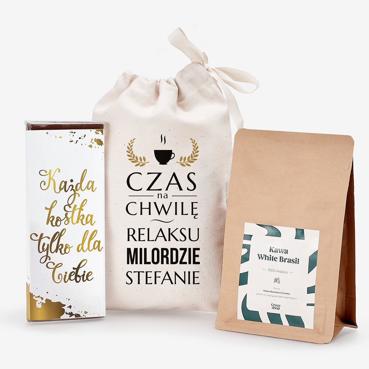 Kawa i czekolada w worku - Chwila Relaksu - prezent dla kolegi z pracy na urodziny zestaw prezentowy