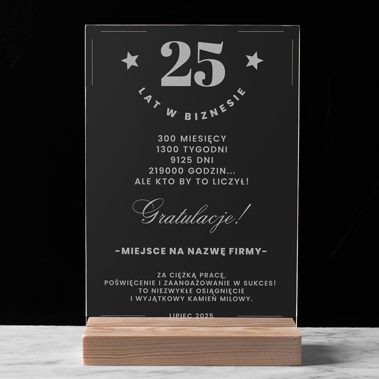 Grawerowana statuetka - prezent na jubileusz firmy elegancka statuetka prezent dla szefa prezent biznesowy 