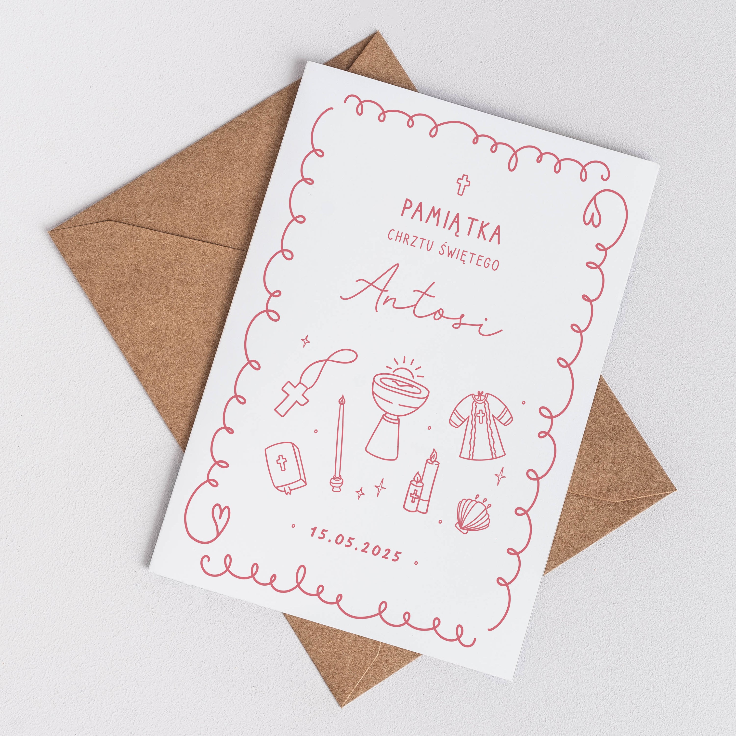 Personalizowana kartka na Chrzest dla dziewczynki prezent na Chrzest dla dziewczynki kartka personalizowana