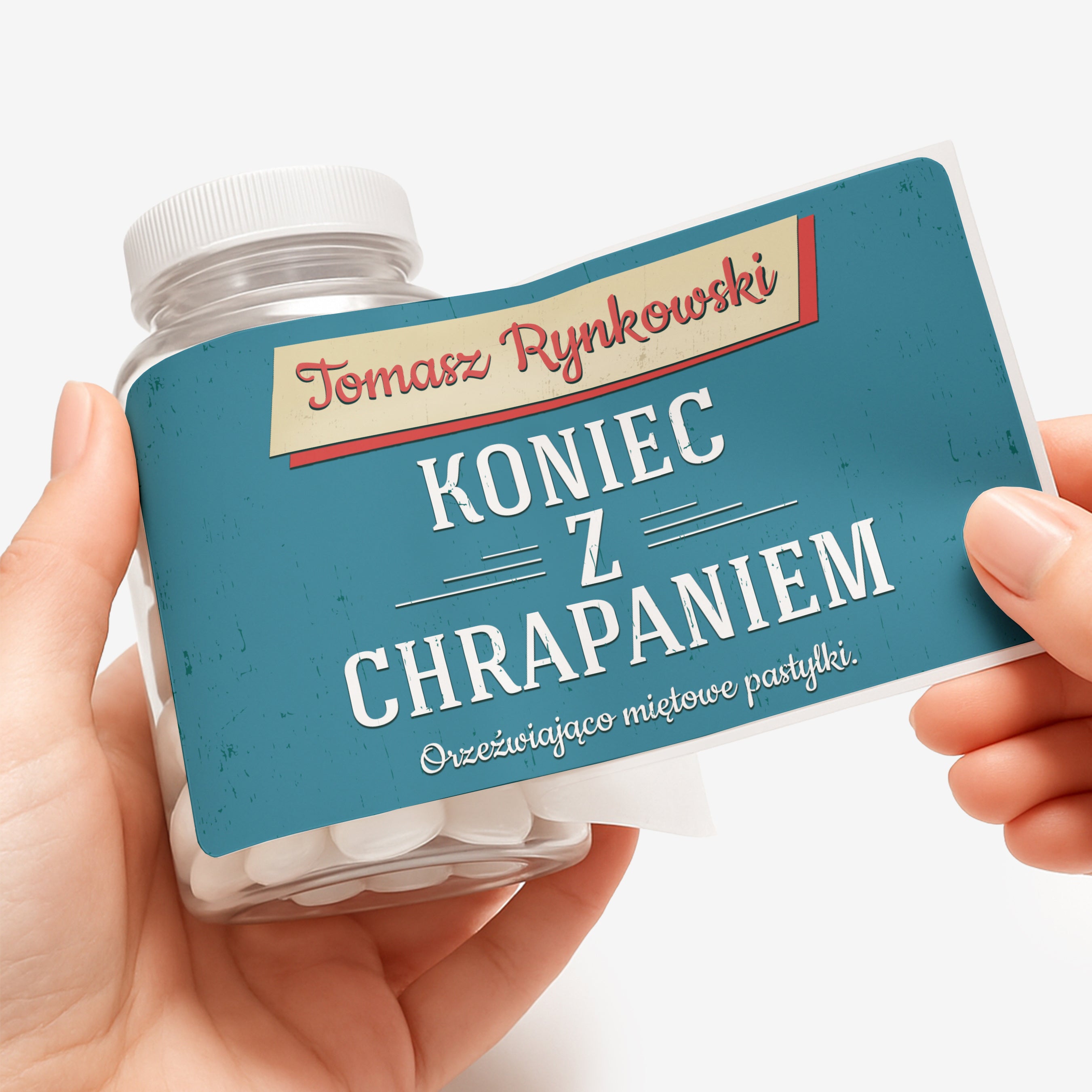 Pojemnik na miętówki z personalizowaną etykietą - śmieszny prezent dla męża