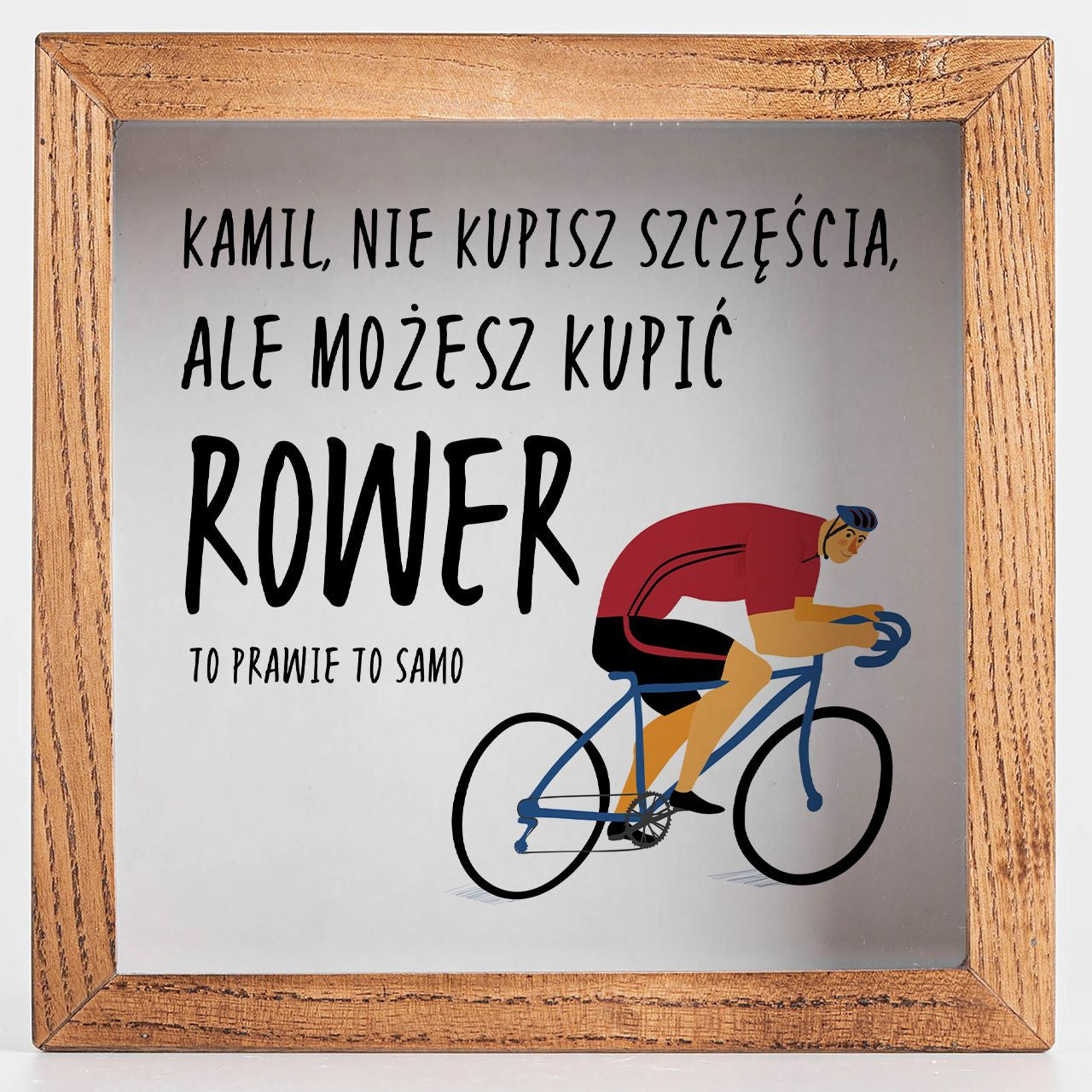 Duża skarbonka Zbieram na rower - personalizowany prezent dla rowerzysty prezent dla sportowca personalizowana skarbonka