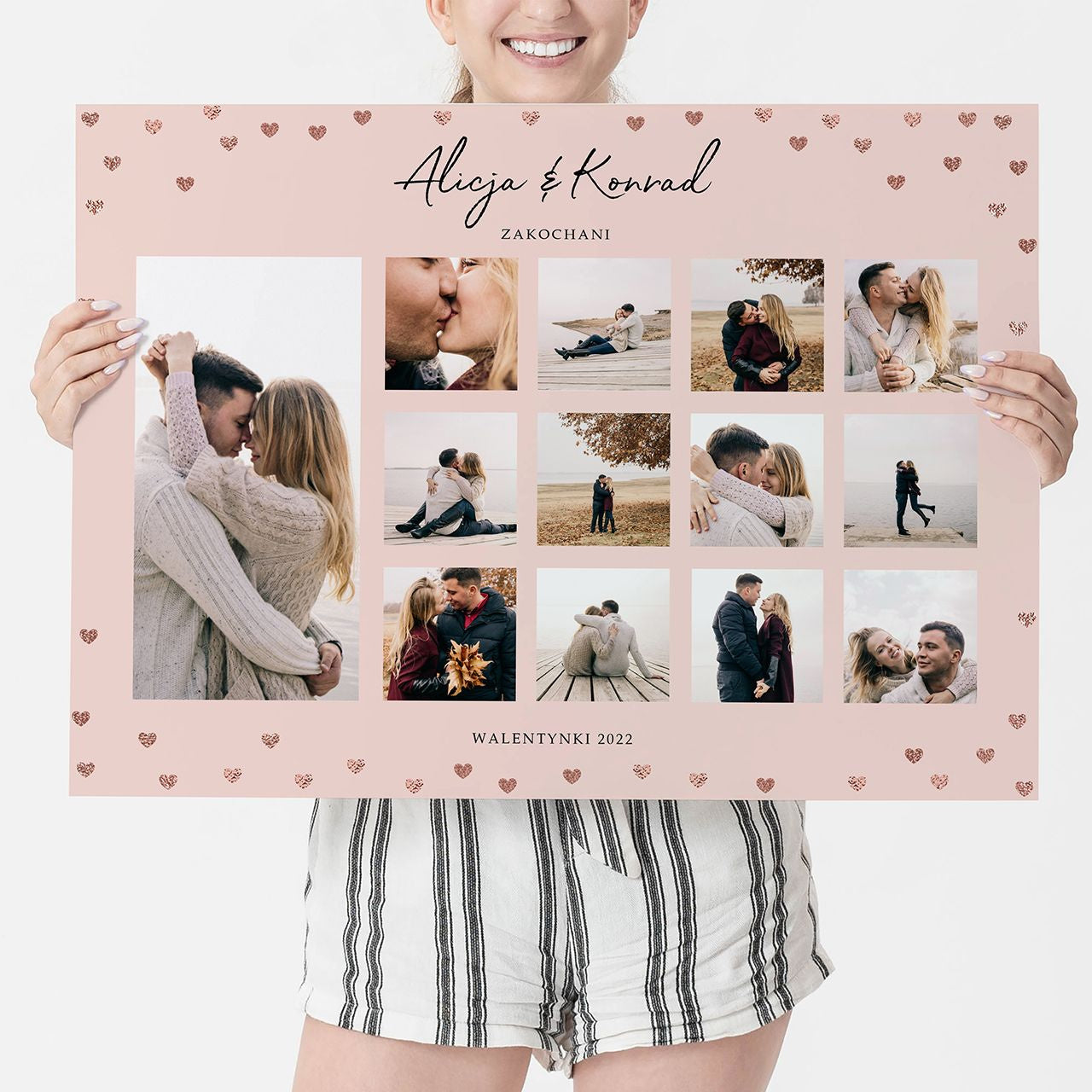 Duży plakat ze zdjęciami dla pary na Walentynki