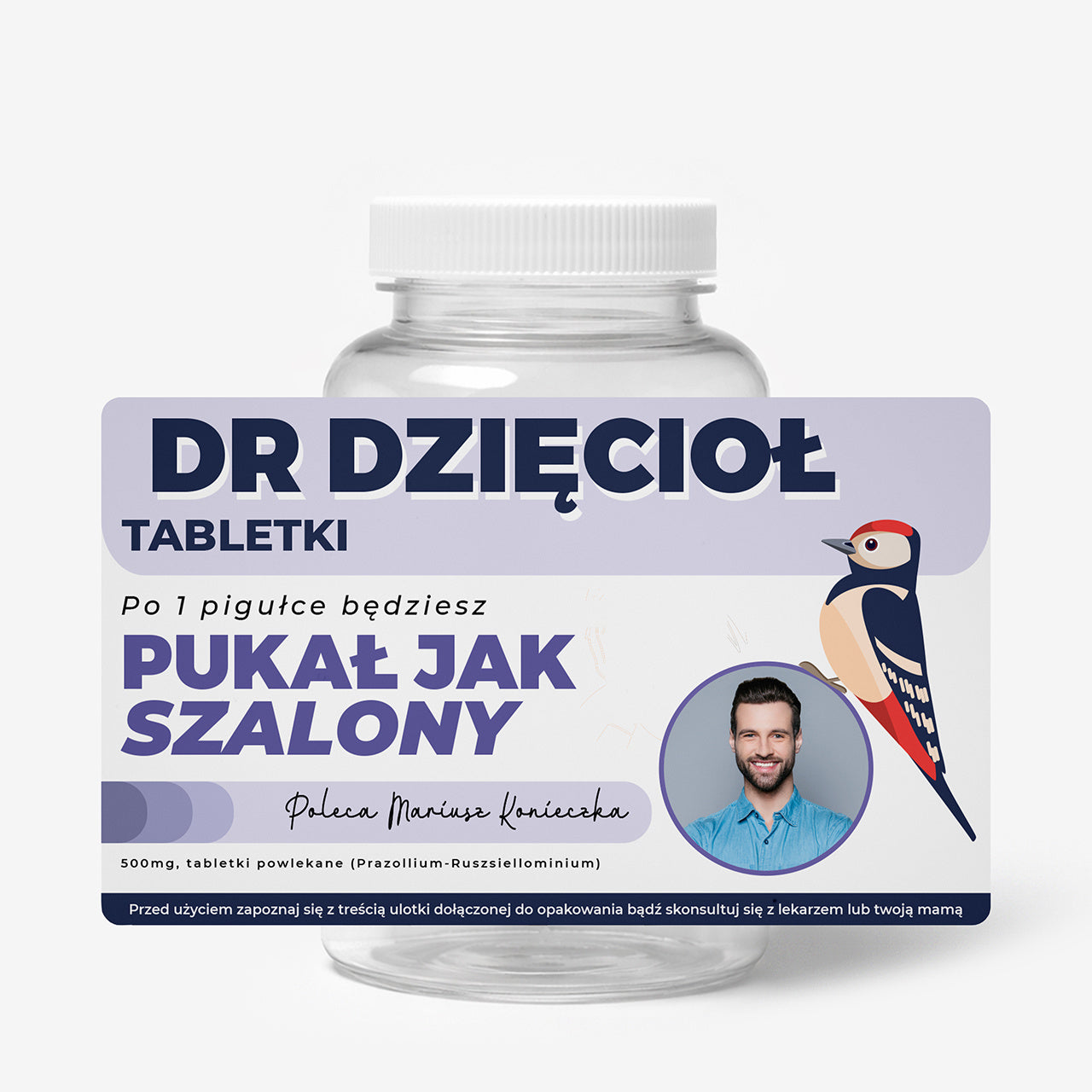 Pojemnik na cukierki z personalizowaną etykietą - Dzięcioł - upominek dla kolegi prezent dla kolegi 