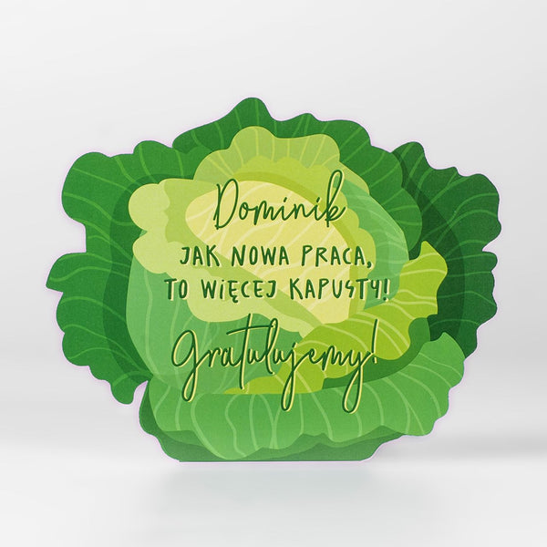 Personalizowana kartka gratulacje z okazji awansu - Więcej kapusty!