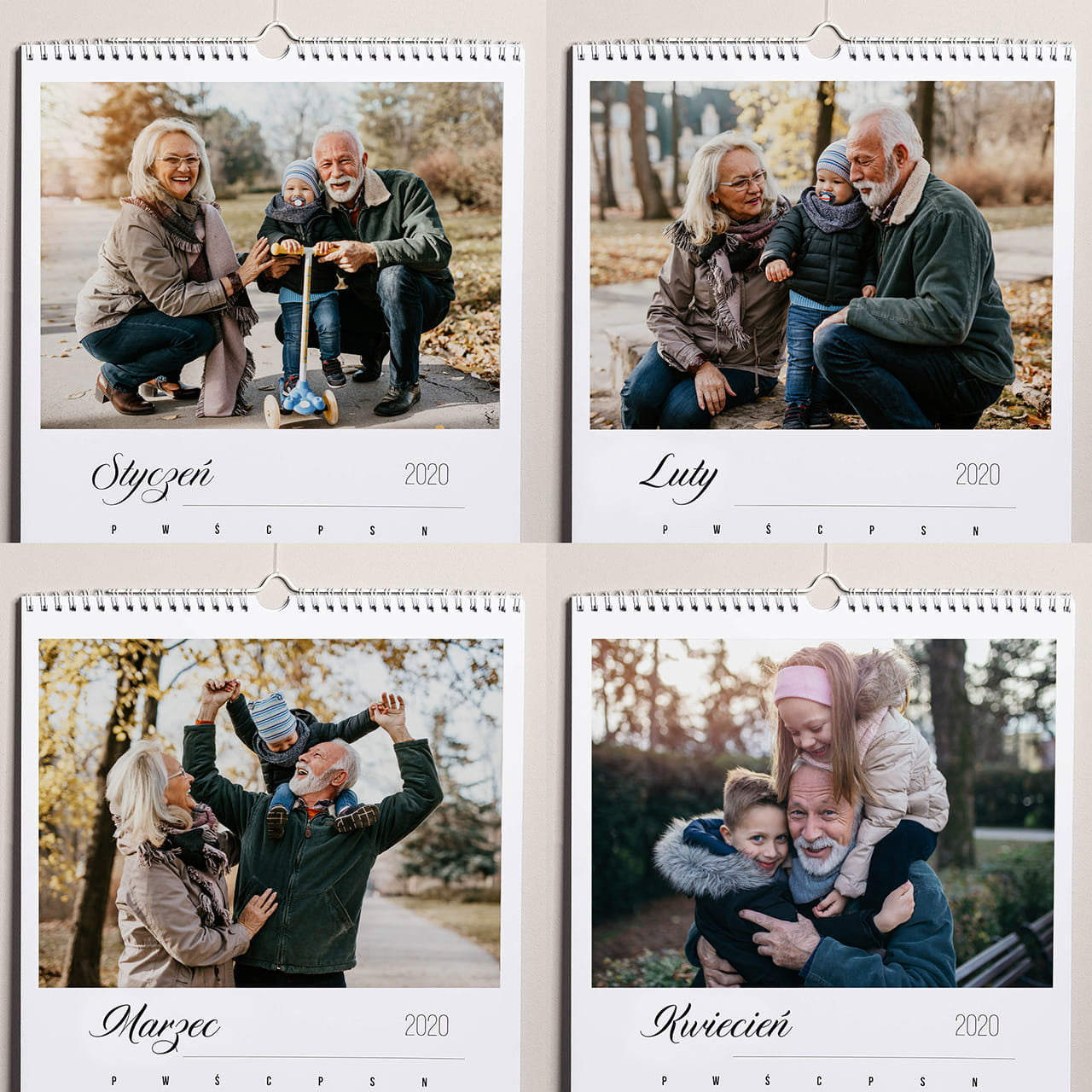 Wiszący kalendarz dla babci i dziadka - ze zdjęciami prezent dla dziadków prezent na Dzień Babci i Dziadka