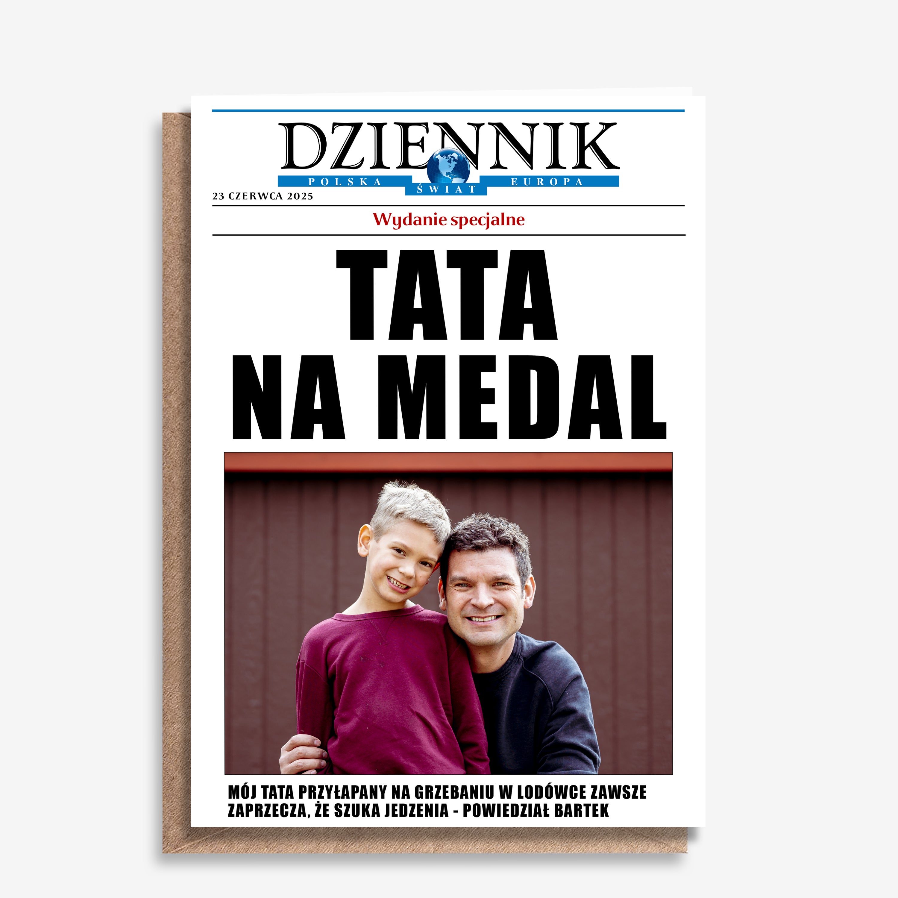 Kartka na Dzień Ojca - tata na medal prezent na Dzień Taty prezent dla taty personalizowana kartka dla Taty