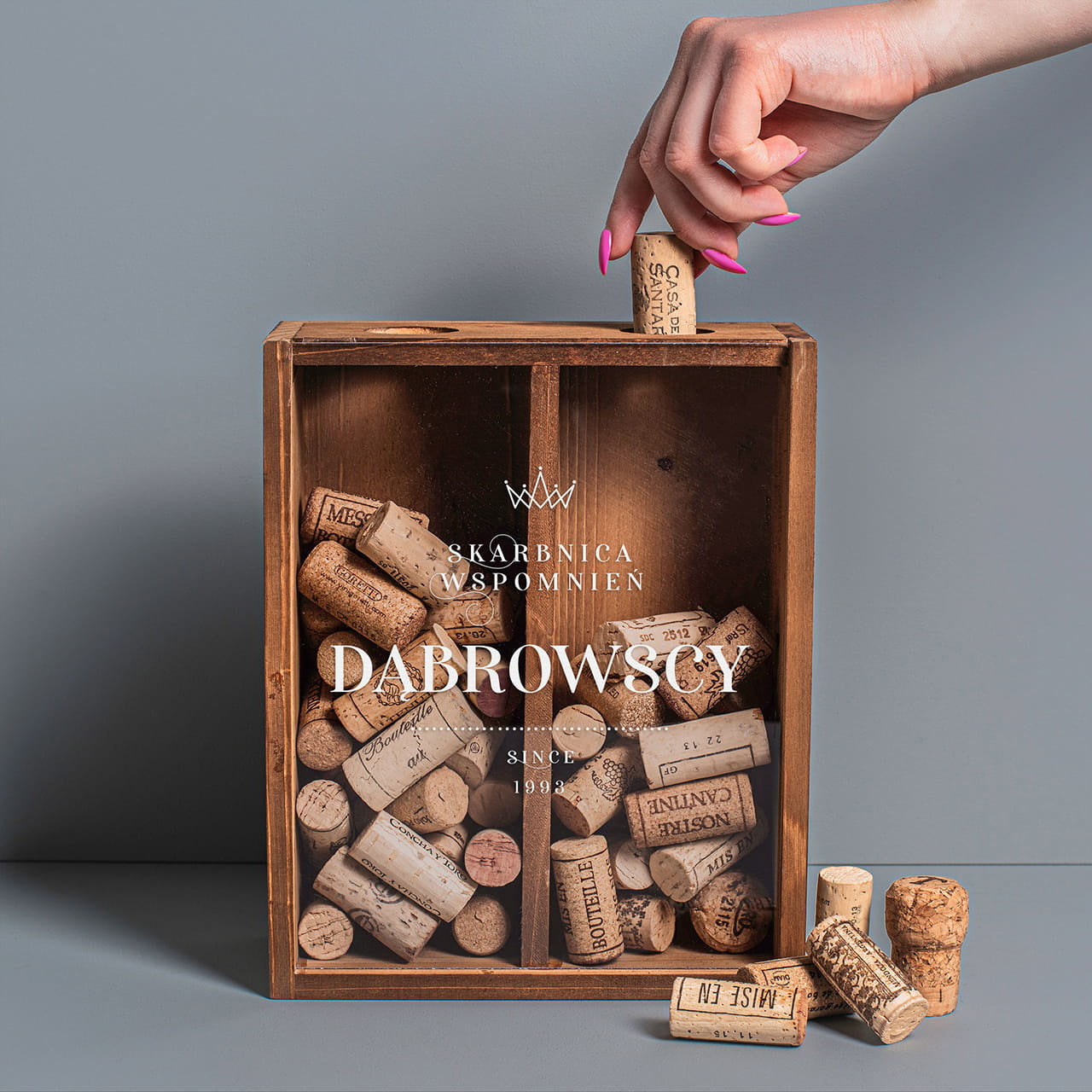 Skrzynka na korki po winie z okazji Rocznicy Ślubu prezent na rocznicę ślubu prezent z okazji rocznicy ślubu