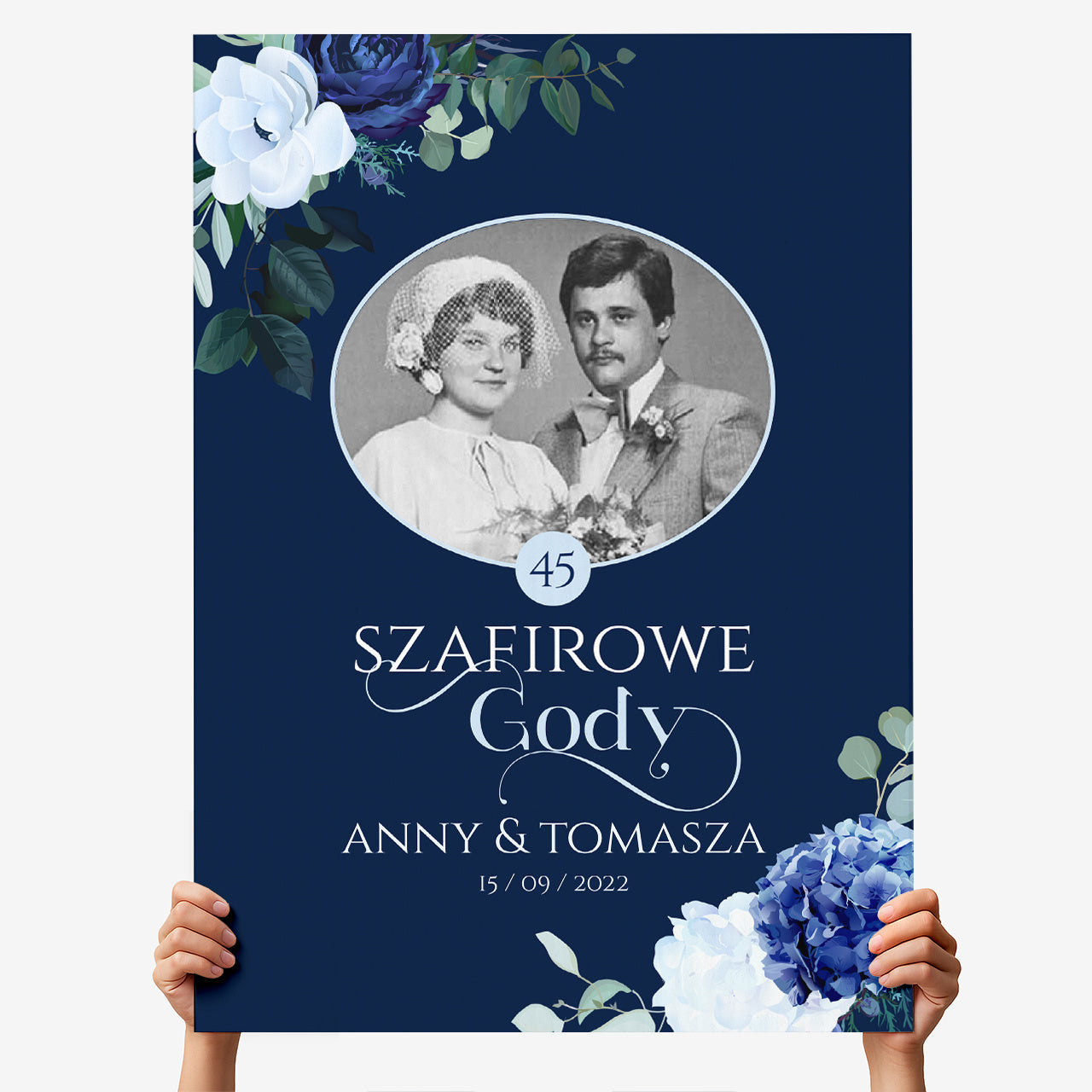 Kartka na 45 rocznicę ślubu - prezent na szafirowe gody