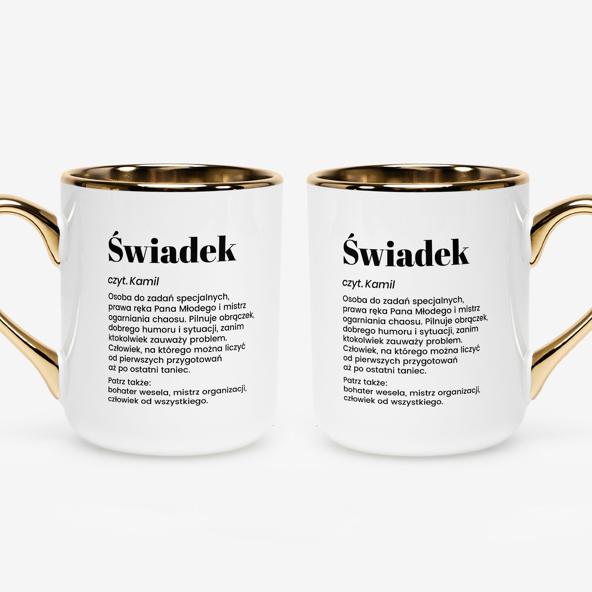 Kubek ze złoceniem dla świadka - personalizowany prezent dla świadka