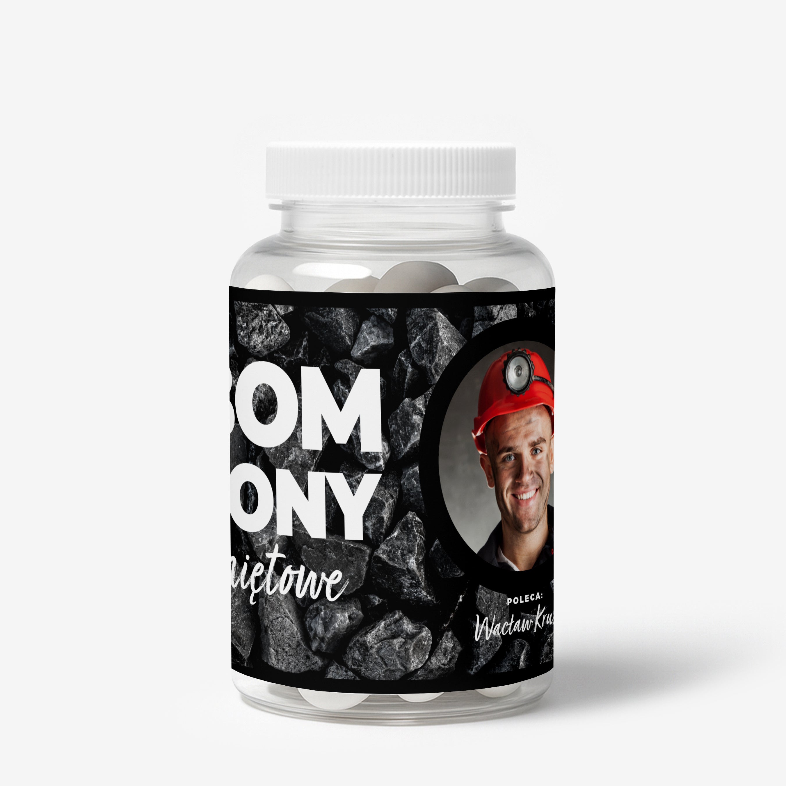 Zestaw cukierków miętowych z etykietą do personalizacji - prezent dla górnika