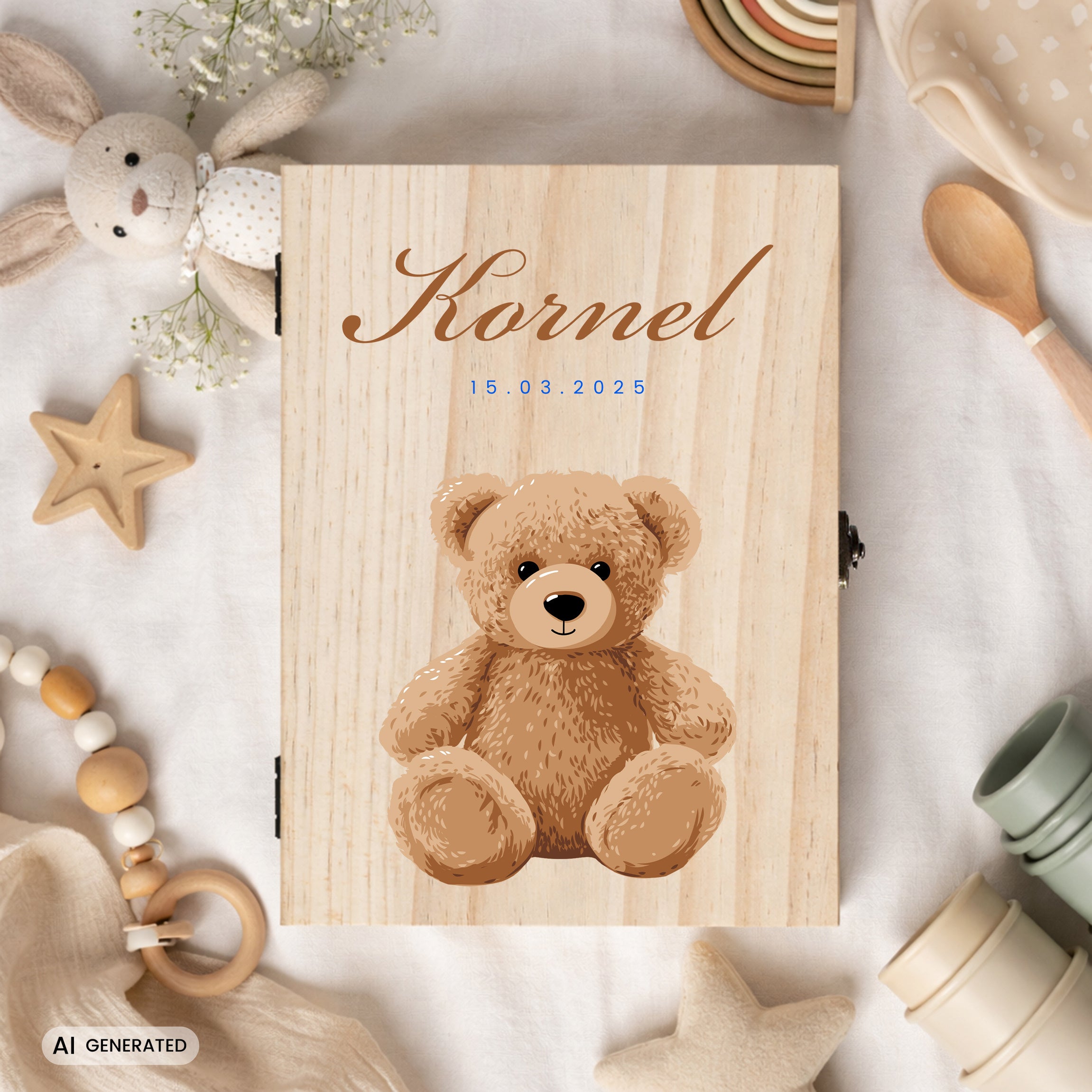 Sztućce dla dziecka - miś prezent dla dziecka personalizowane sztućce sztućce dla niemowlaka