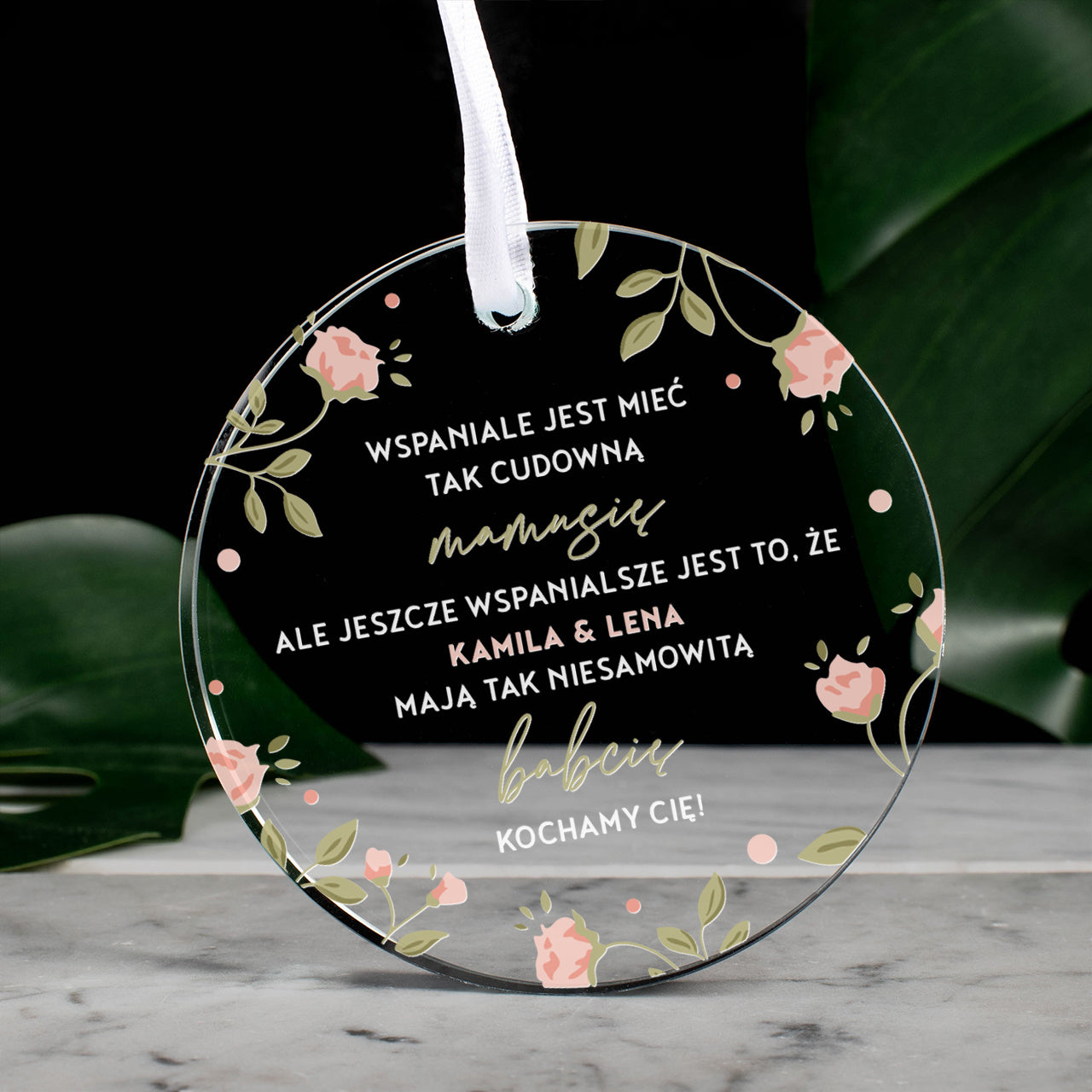 Szklana zawieszka spersonalizowana - prezent dla mamy i babci