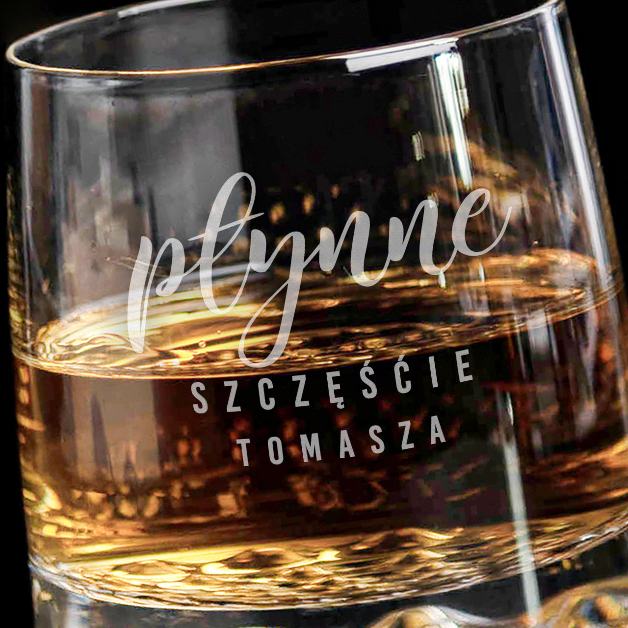 Grawerowana szklanka do whisky - Płynne Szczęście - prezent dla miłośnika whisky