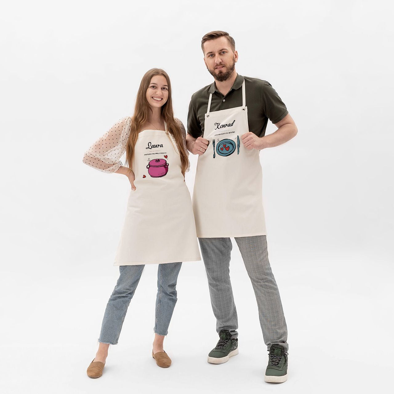 Komplet fartuchów na prezent ślubny komplet fartuchów fartuchy personalizowane prezent dla pary