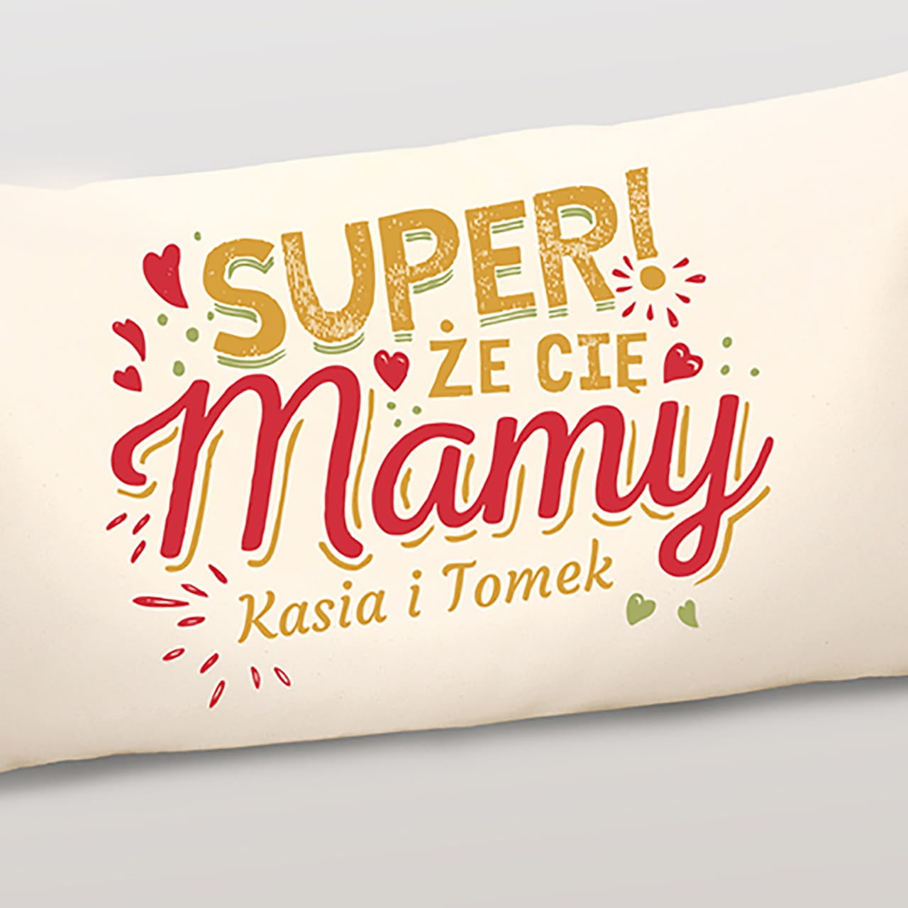 Poduszka z nadrukiem prezent dla mamy na imieniny - Super, że Cię mamy prezent na imieniny dla mamy