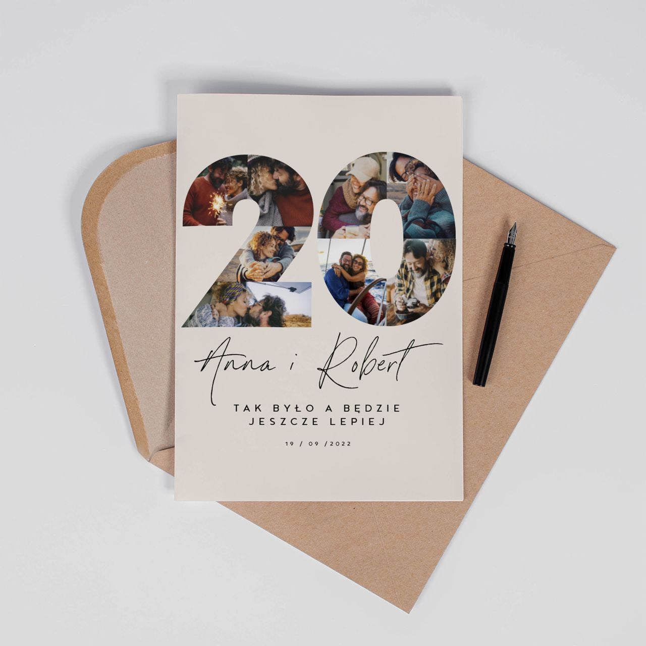 Kartka ze zdjęciami na 20 rocznicę ślubu A4 - kolaż zdjęć