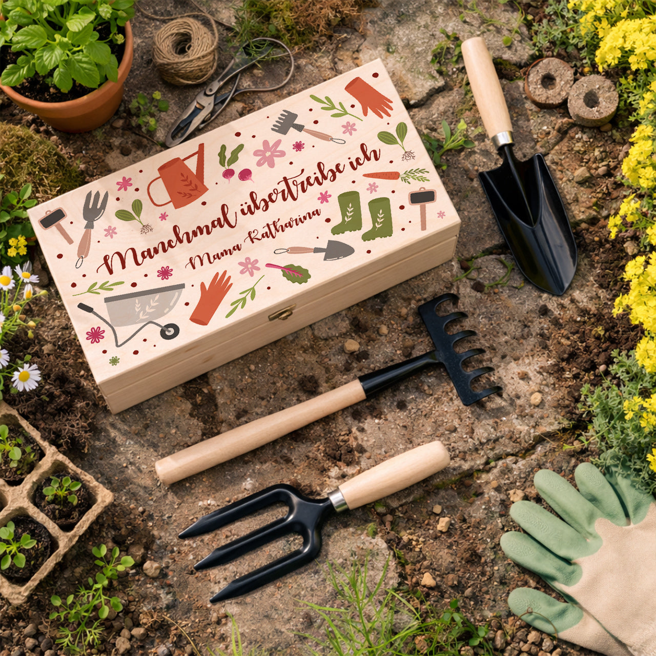 Personalisiertes Gartenwerkzeug - Set für Mama