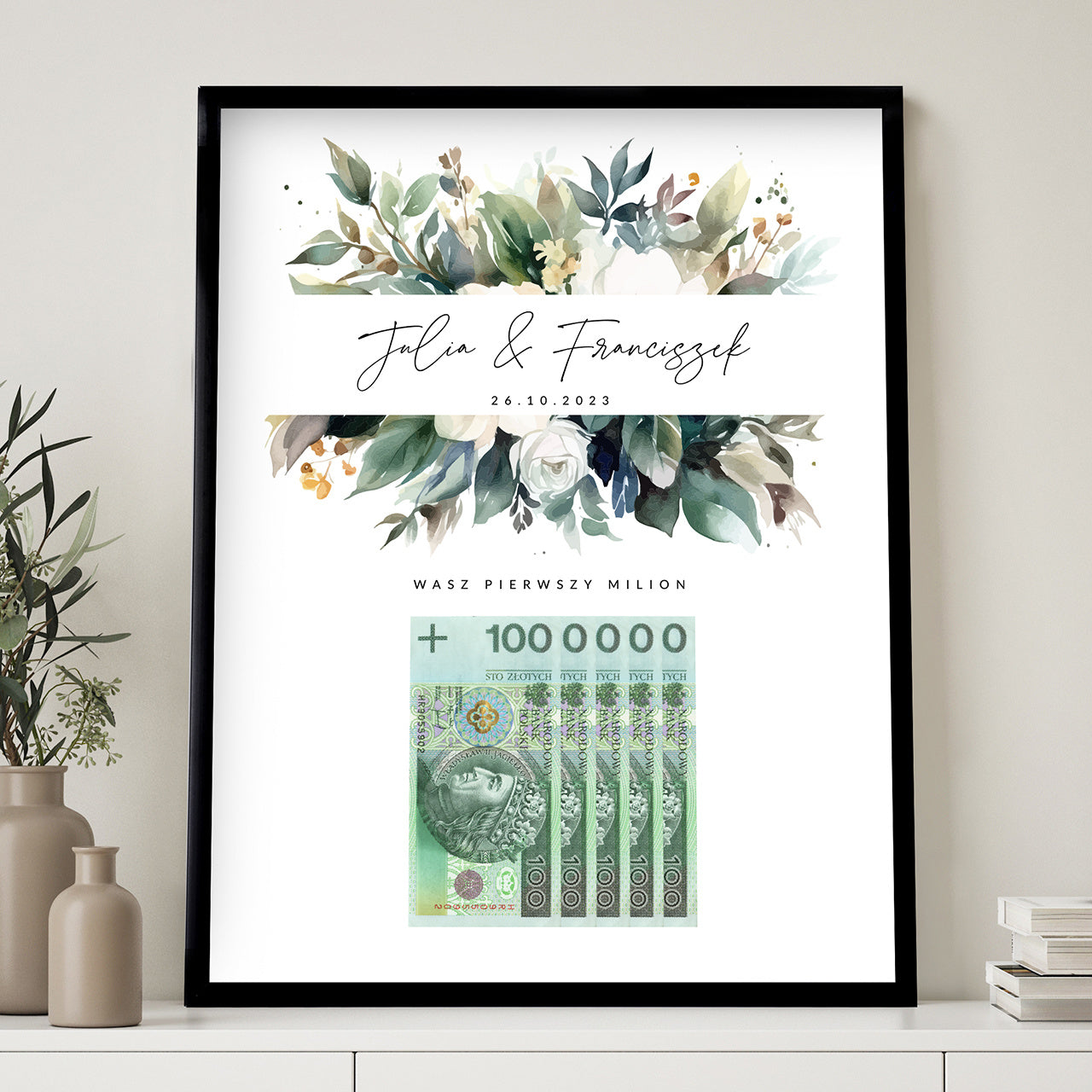 Personalizowany plakat - Pierwszy Milion - prezent ślubny dla Pary Młodej