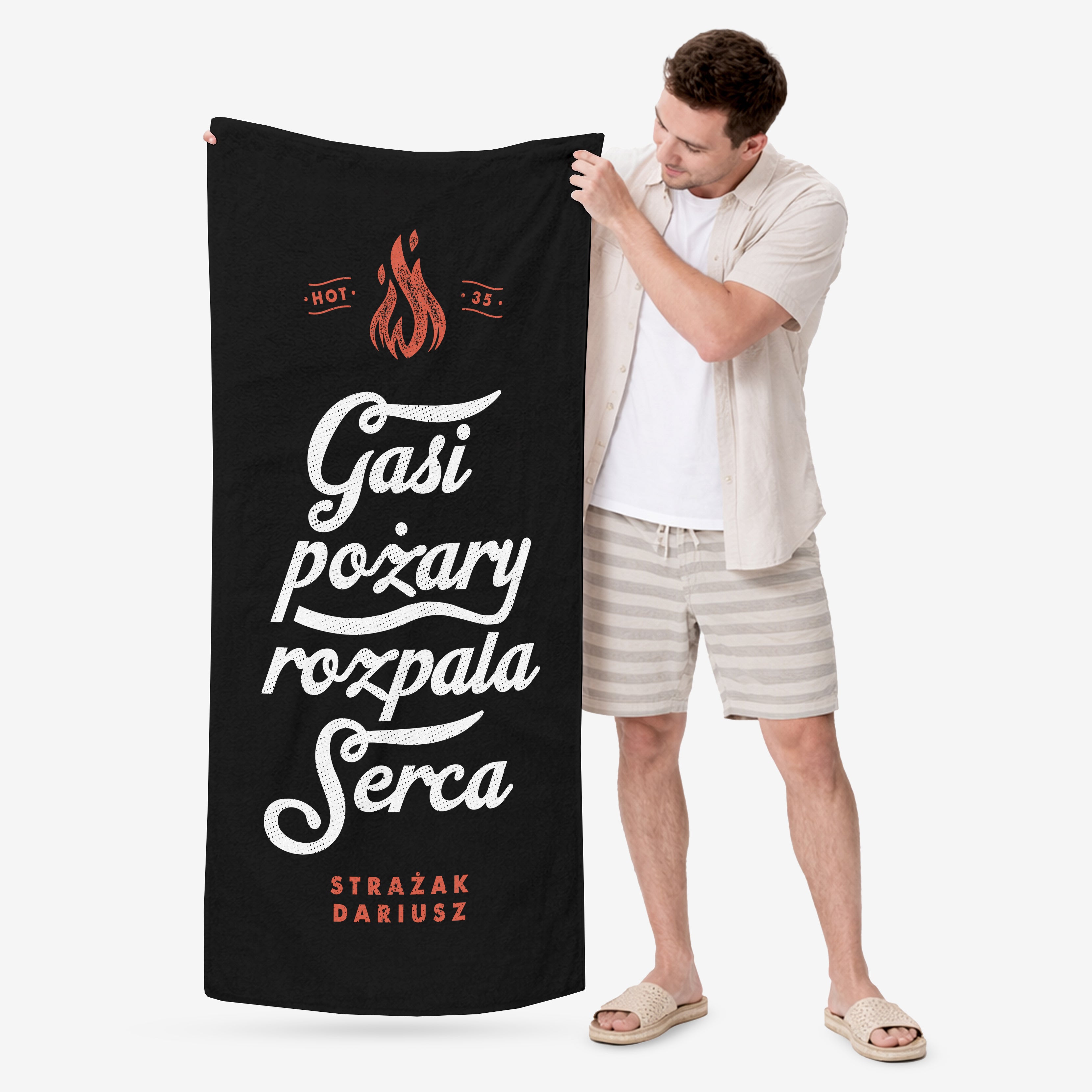 Ręcznik dla strażaka prezent dla strażaka ręcznik z nadrukiem gadżet dla strażaka personalizowany ręcznik