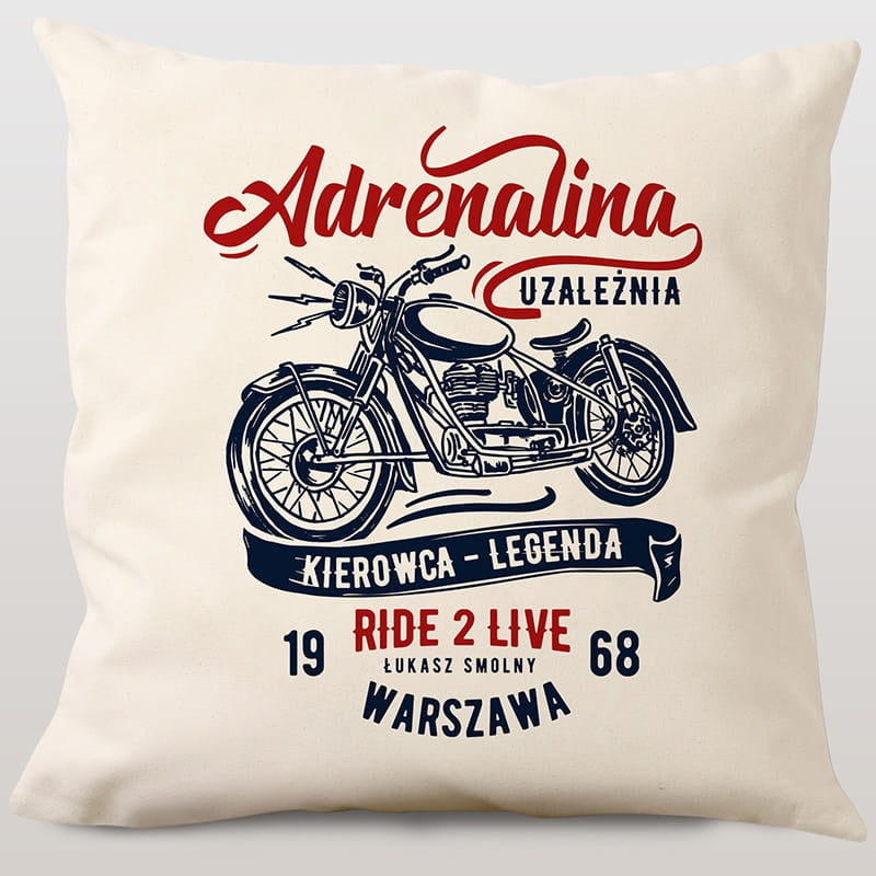 Poduszka na prezent dla motocyklisty prezent dla fana motocykli prezent dla fana motorów personalizowana poduszka