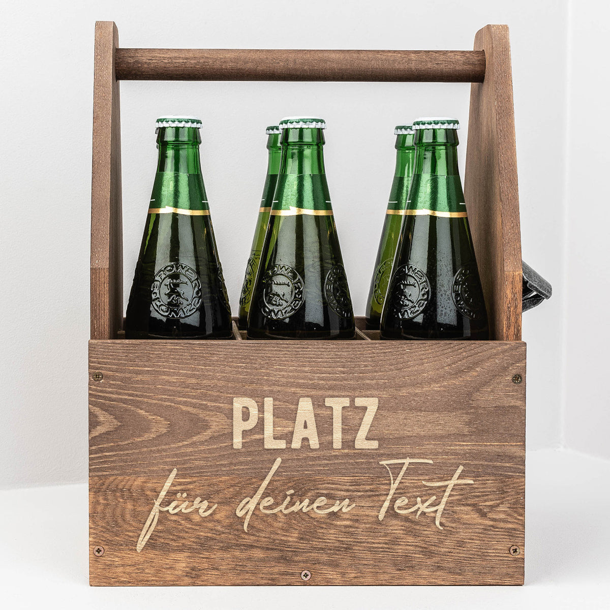 Gravierter Bierträger mit Flaschenöffner DEIN TEXT