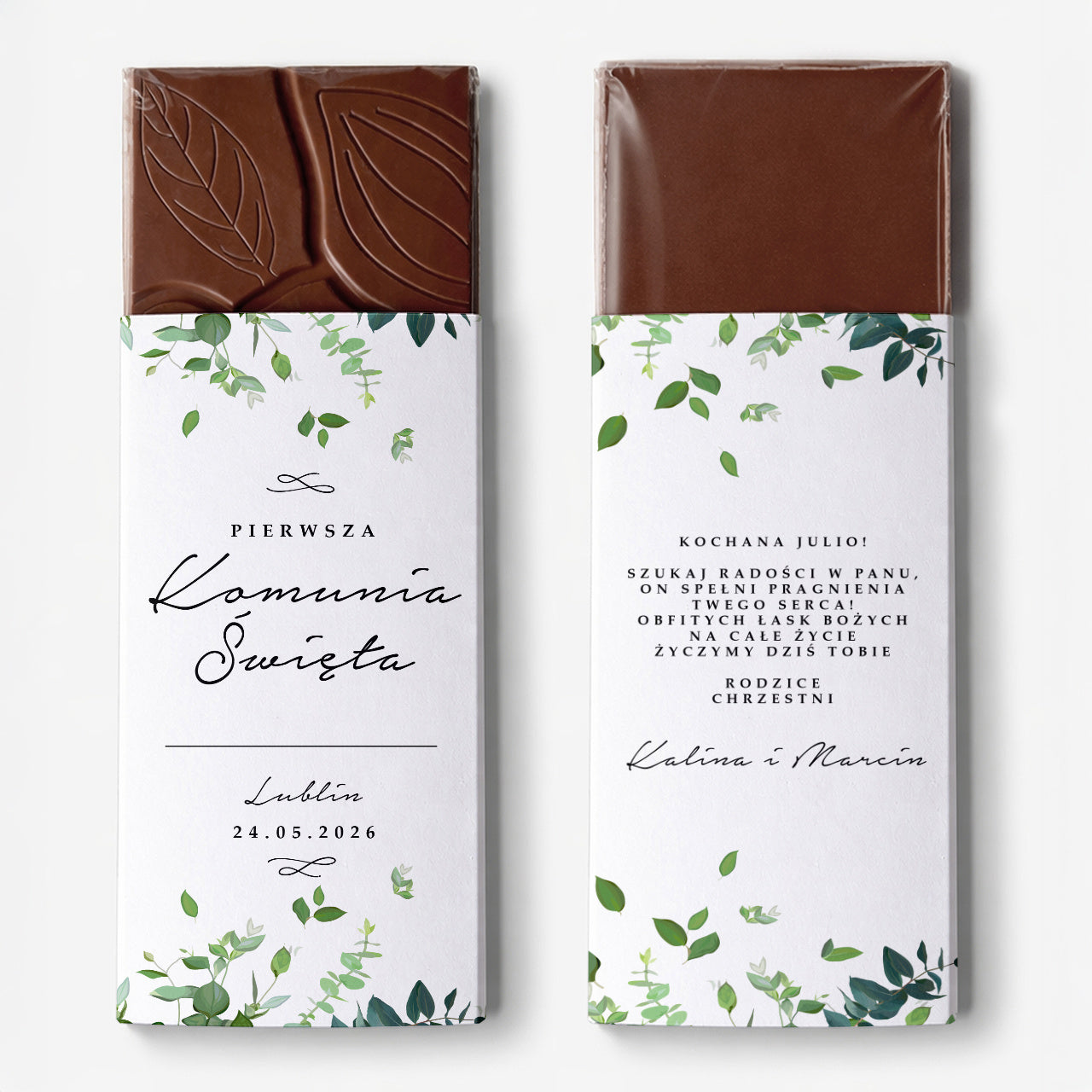 Personalizowana czekolada - upominek na pierwszą komunię świętą czekolada na komunię pamiątka komunijna