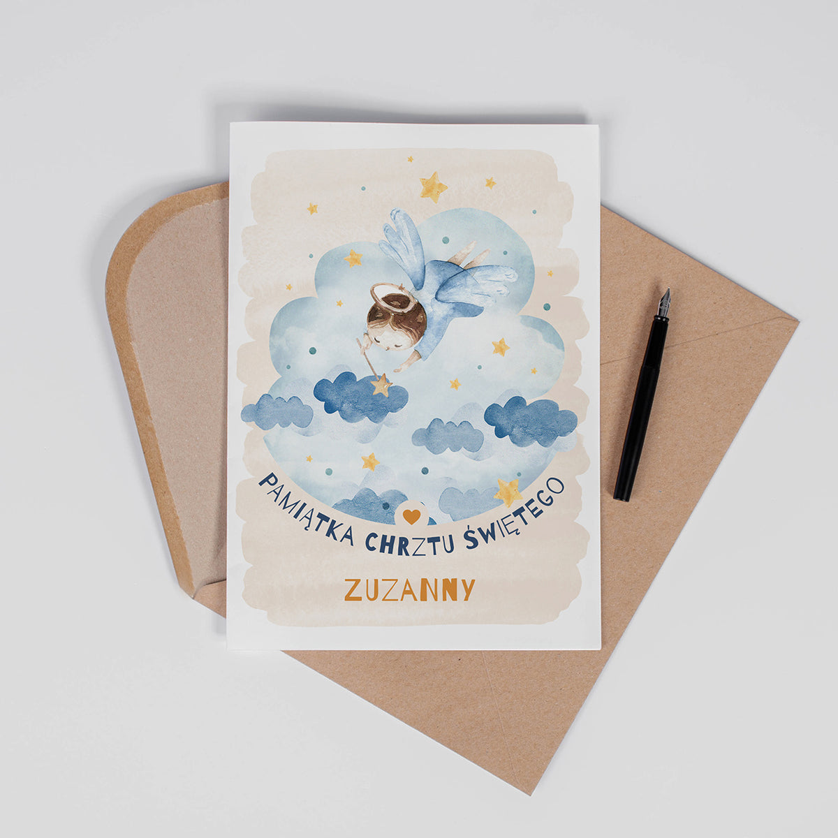 Personalizowana kartka na chrzest - Mały Aniołek