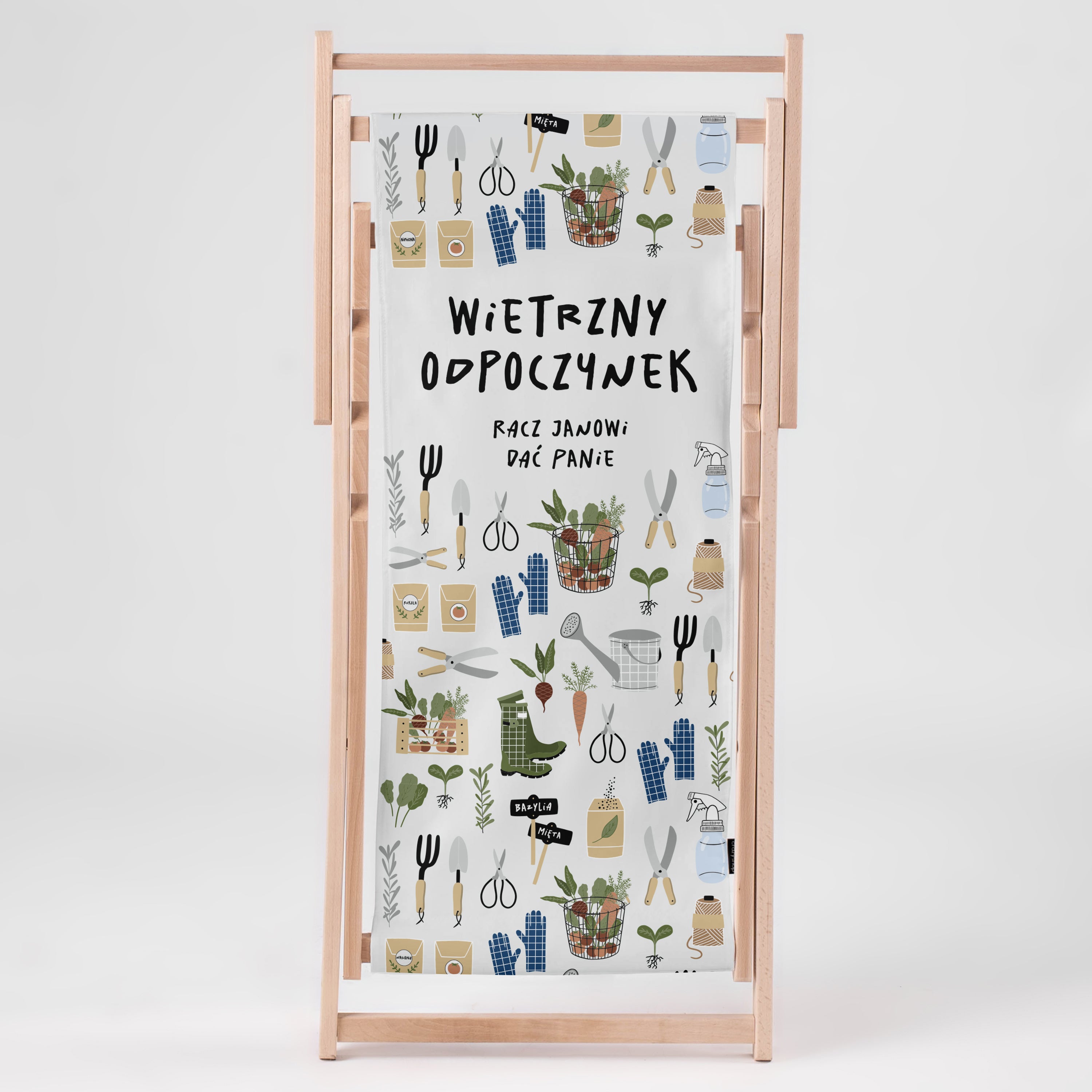 Leżak ze śmiesznym nadrukiem dla ogrodnika - wietrzny odpoczynek prezent dla ogrodnika prezent dla działkowca