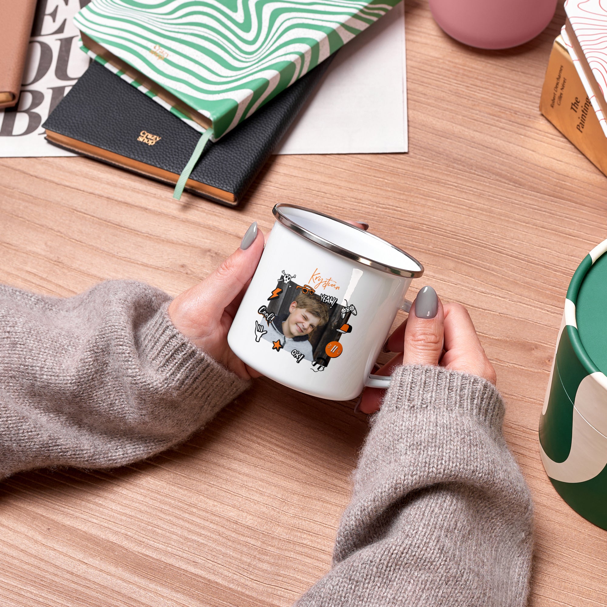 Kubek emaliowany personalizowany - prezent dla dziecka na urodziny