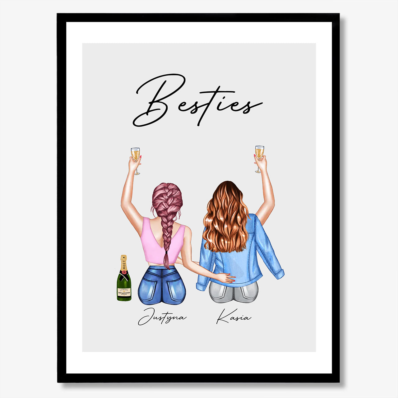 Personalizowany plakat Best Friends prezent dla najlepszej przyjaciółki wyjątkowy prezent dla przyjaciółki