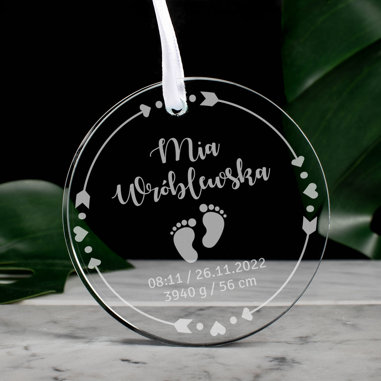 Zawieszka grawerowana - pamiątka narodzin dziecka 