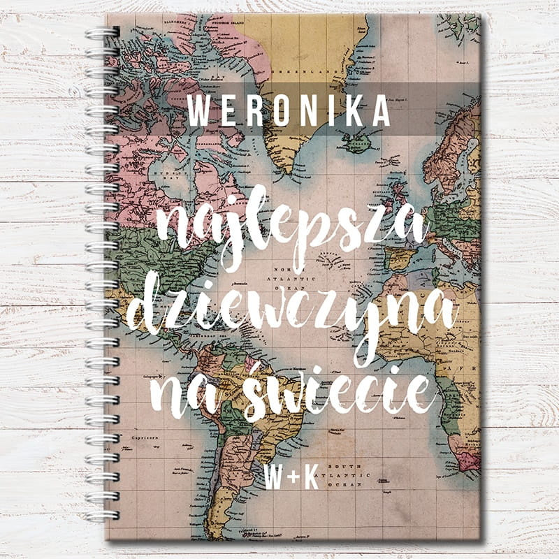 Personalizowany notatnik dla podróżniczki prezent dla dziewczyny notes dla podróżniczki prezent na rocznicę