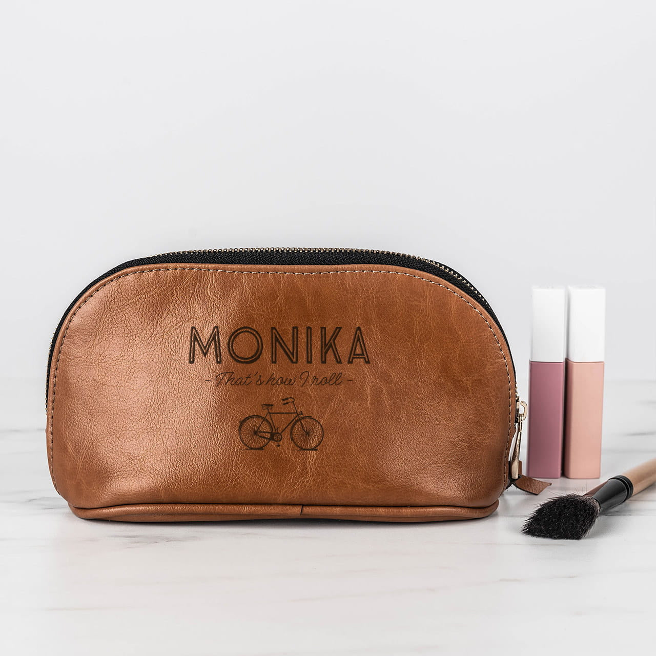 Damska kosmetyczka skórzana - prezent dla rowerzystki kosmetyczka damska skórzana kosmetyczka