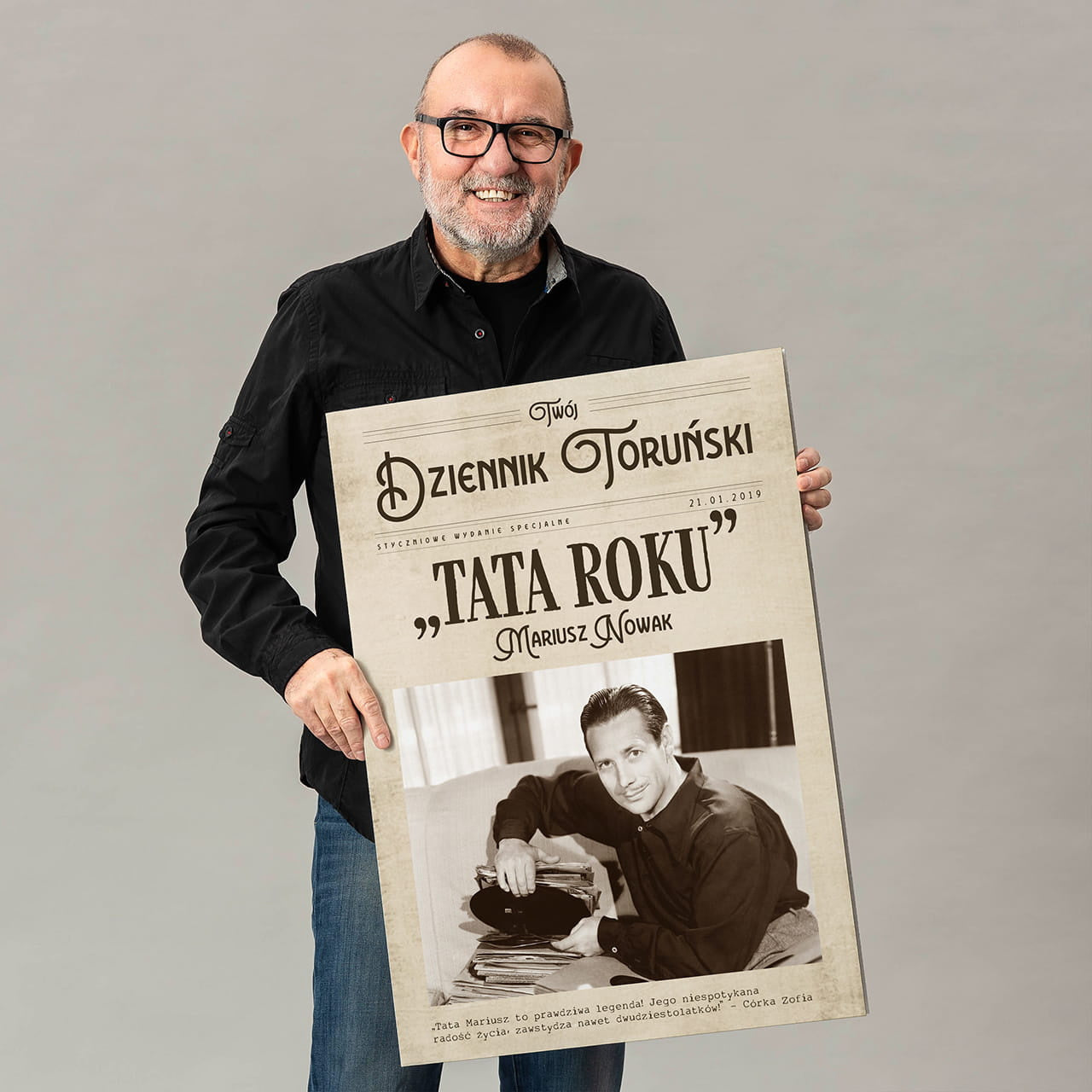 Duża kartka ze zdjęciem - Dziennik - prezent na Dzień Ojca prezent dla taty prezent na dzień taty kartka dla taty