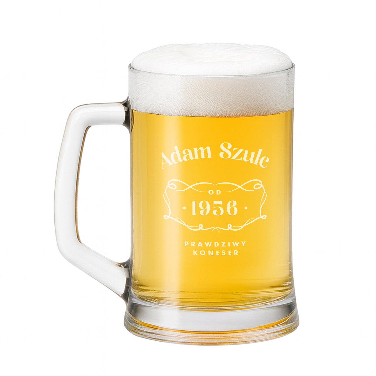 Kufel do piwa z imieniem - Prawdziwy Koneser - prezent na urodziny mężczyzny