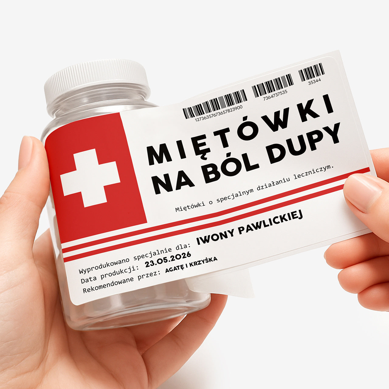 Pojemniczek na cukierki z etykietą personalizowaną -  śmieszny upominek zabawny upominek