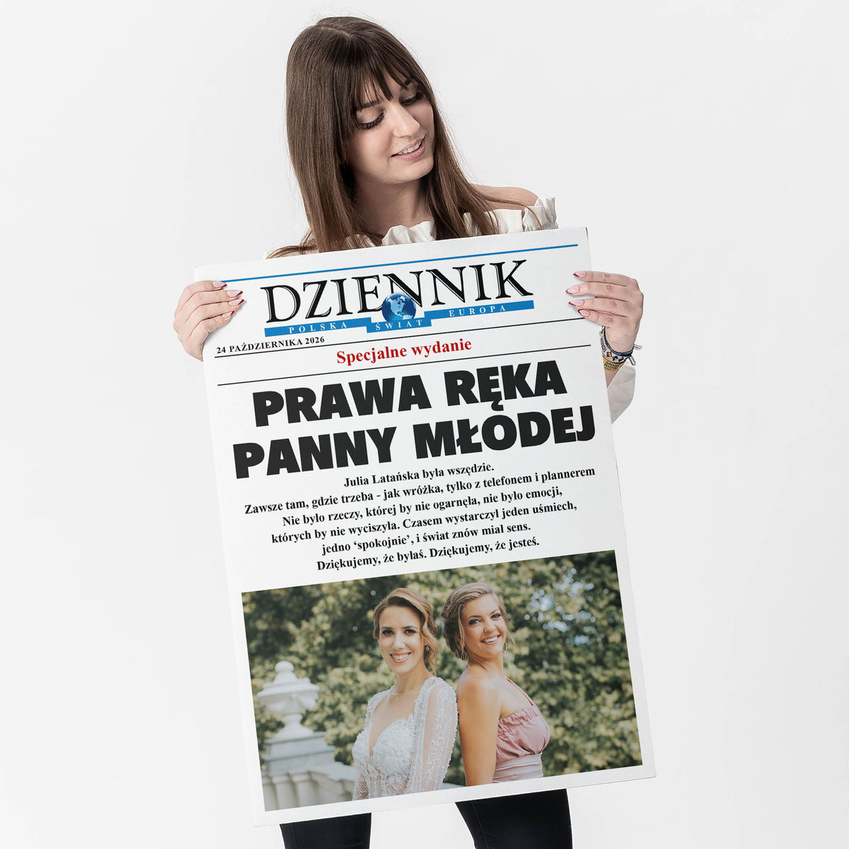 Kartka ze zdjęciem dla świadkowej - dziennik xxl
