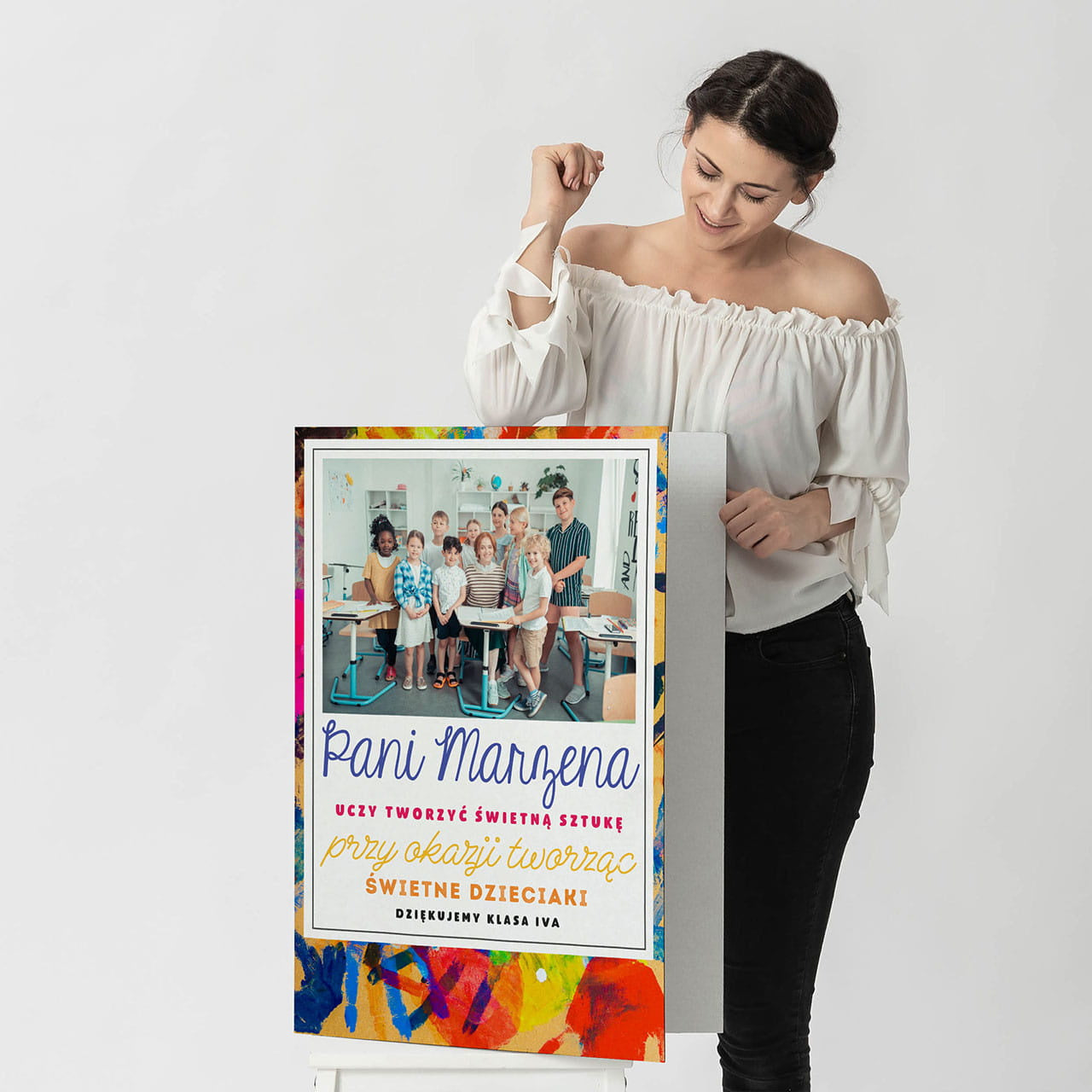 Duża kartka dla nauczyciela plastyki prezent na dzień nauczyciela kartka na dzień nauczyciela prezent dla plastyka