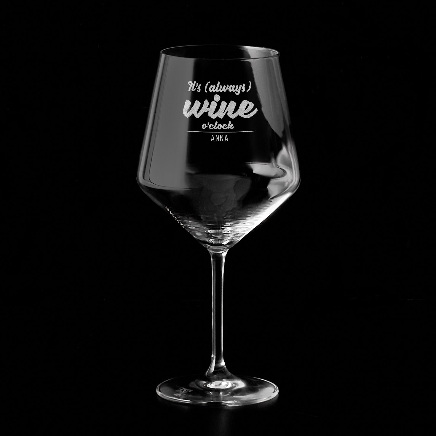Personalizowany kieliszek do wina XXL - Wine O'Clock - prezent dla miłośniczki wina